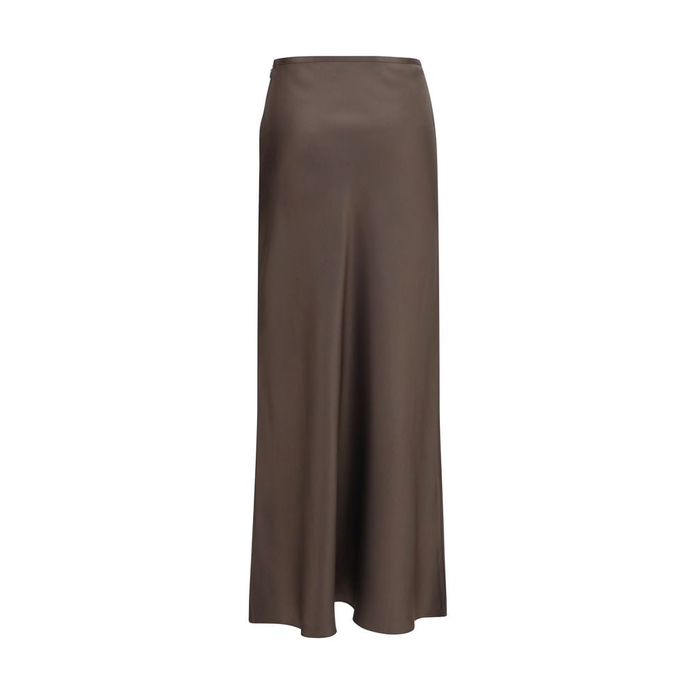Brown Silk Long Skirt