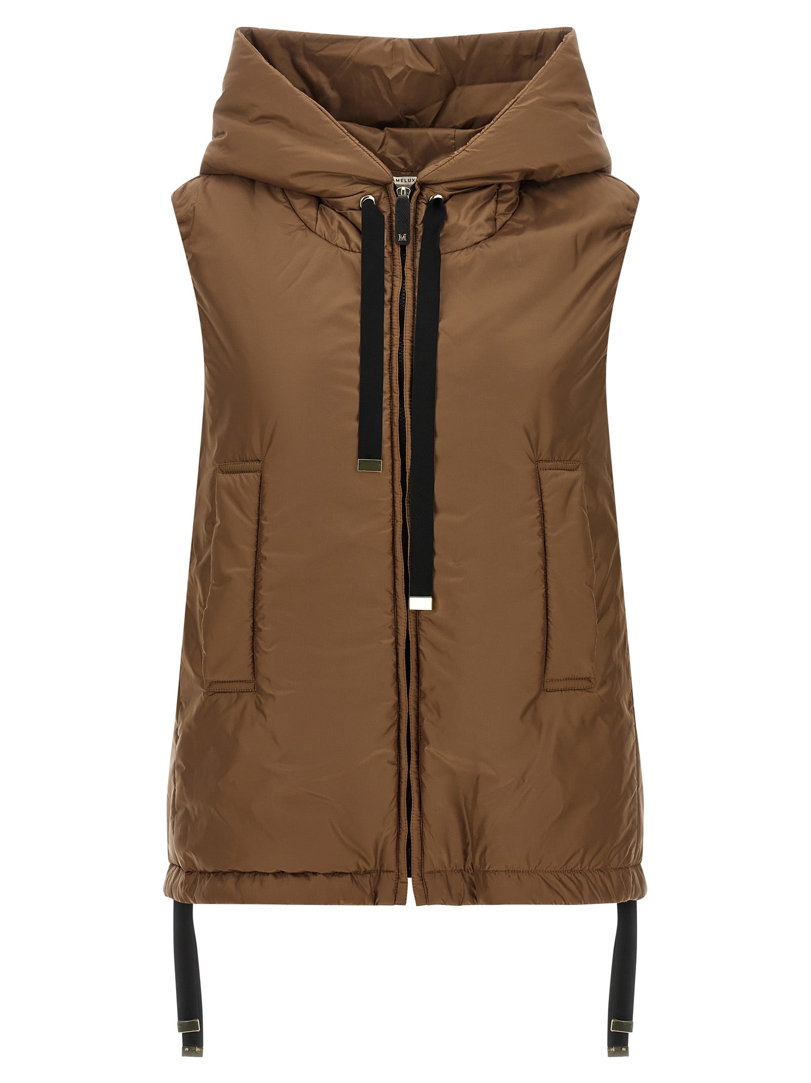 Brown Polyester Sleeveless Jacket