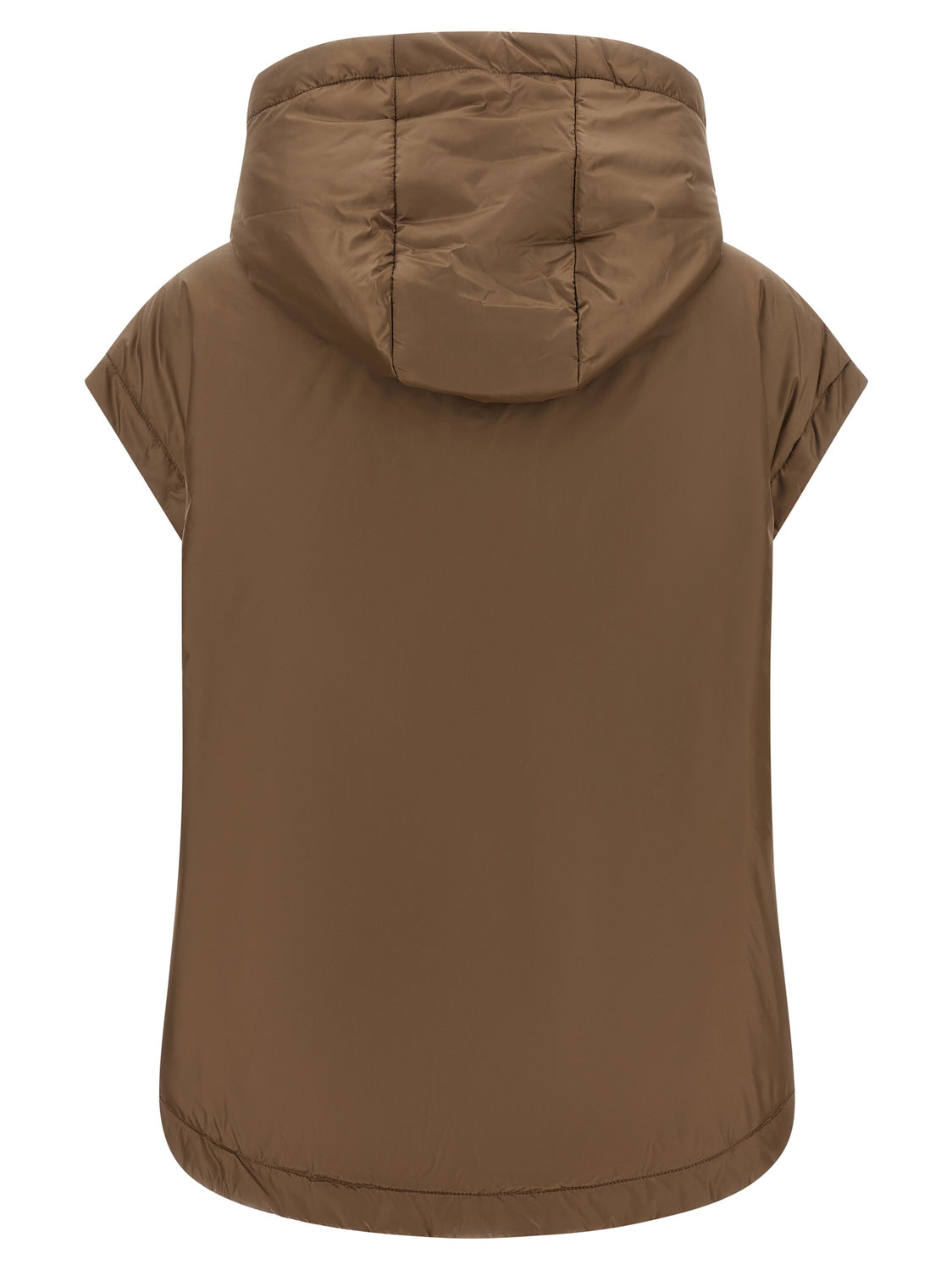 Brown Polyester Sleeveless Jacket