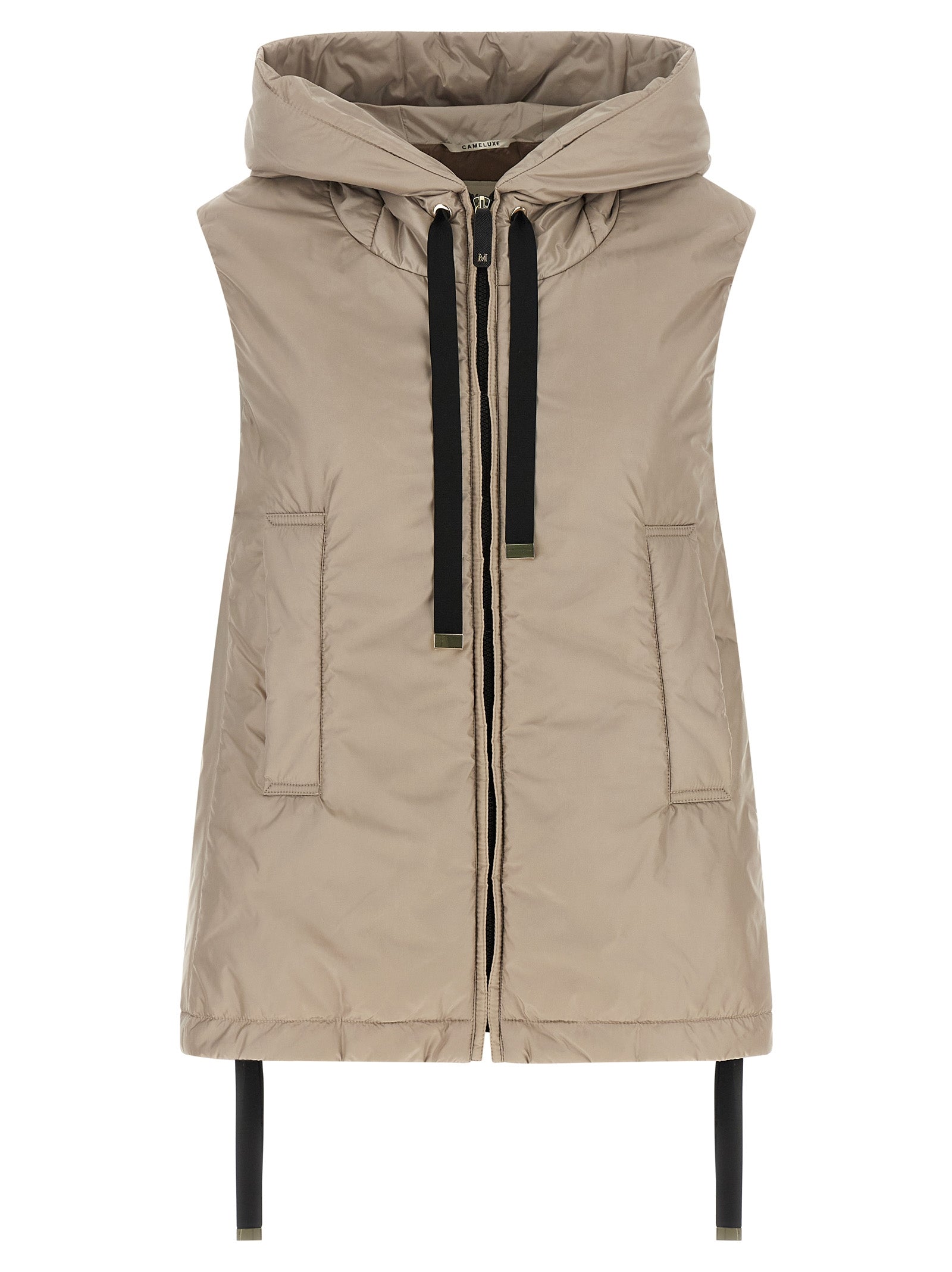 Beige Polyester Sleeveless Jacket