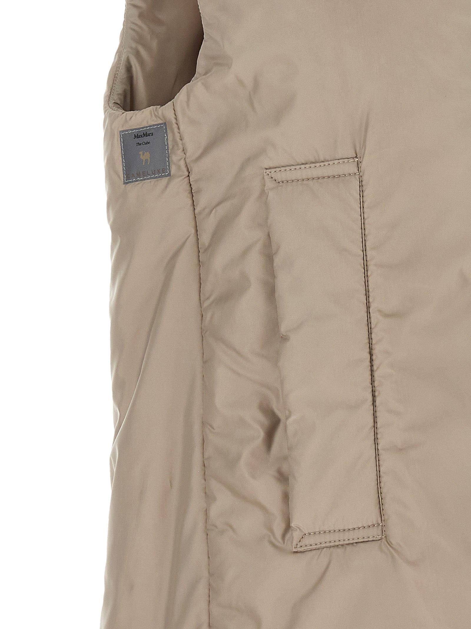 Beige Polyester Sleeveless Jacket