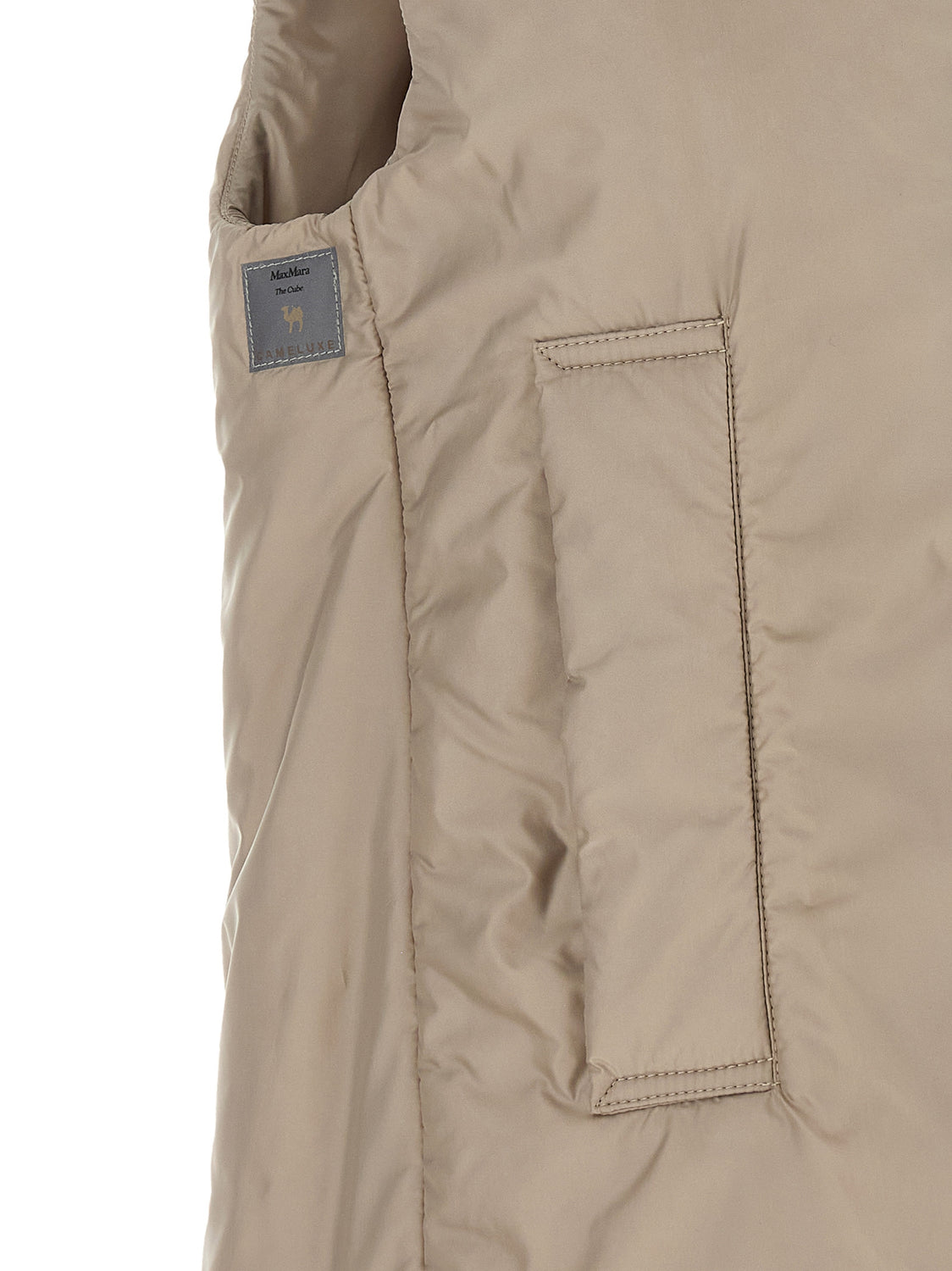 Beige Polyester Sleeveless Jacket