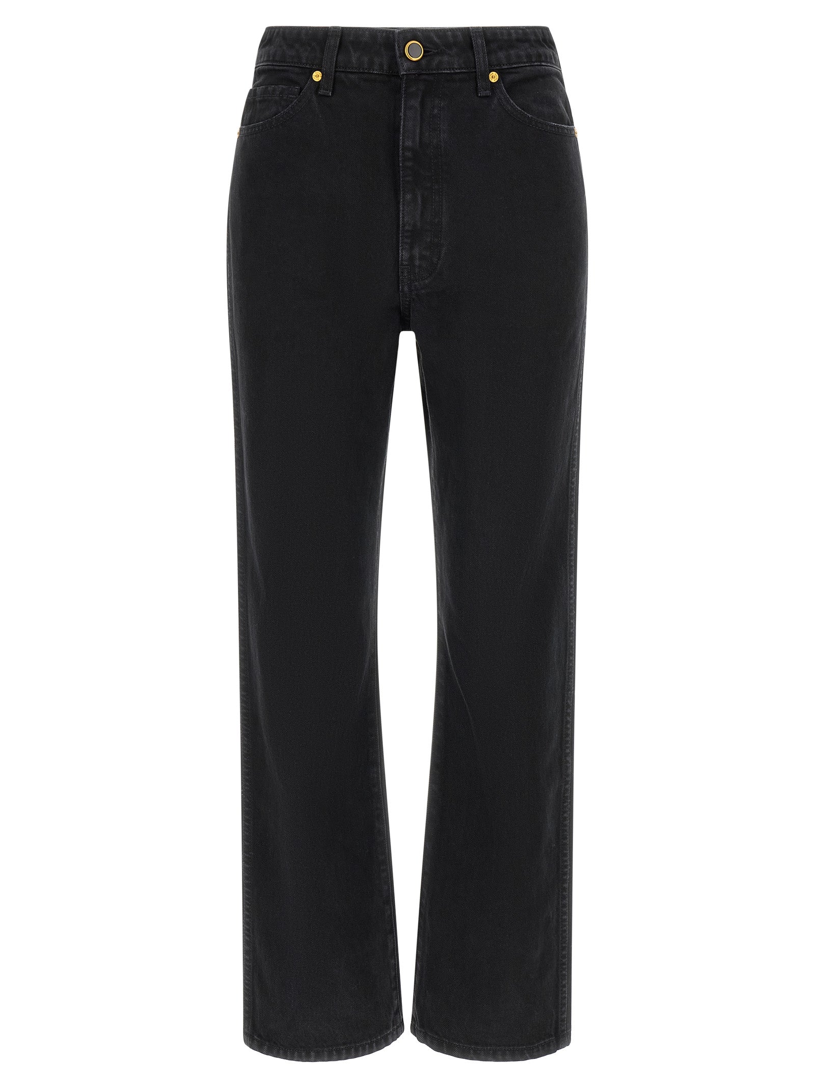 Black Cotton Flared Jeans