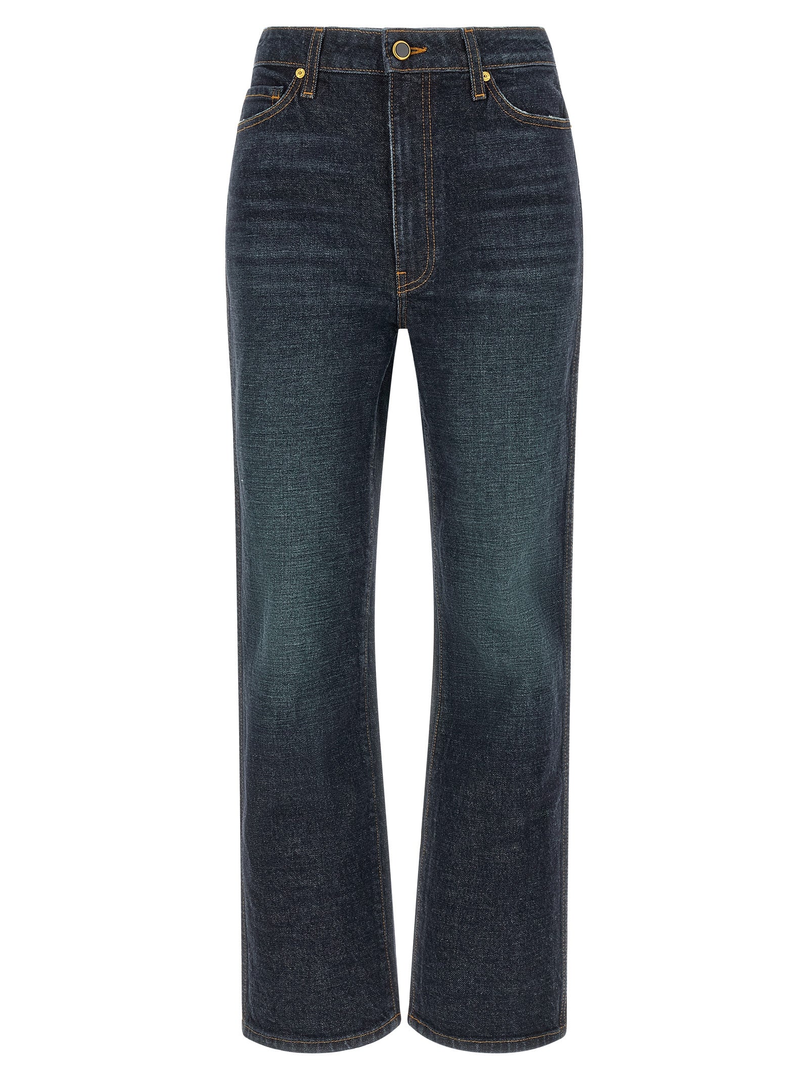 Blue Cotton Flared Jeans