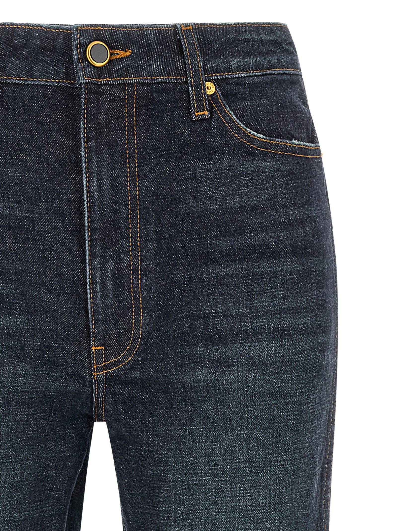 Blue Cotton Flared Jeans