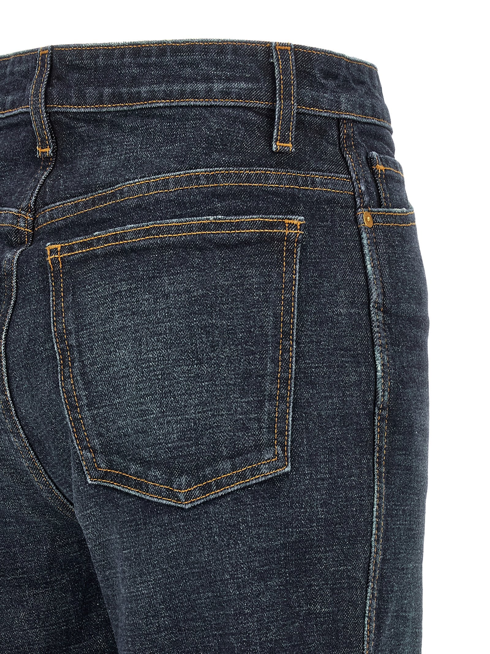 Blue Cotton Flared Jeans