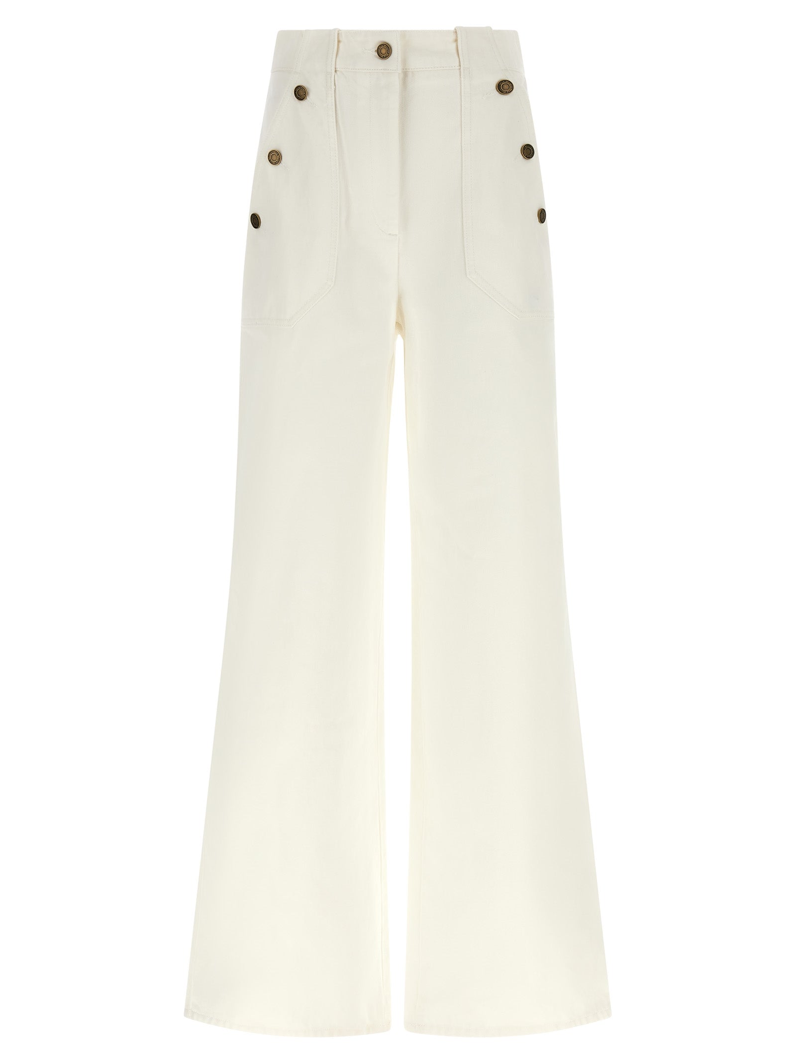 White Cotton Flared Pants