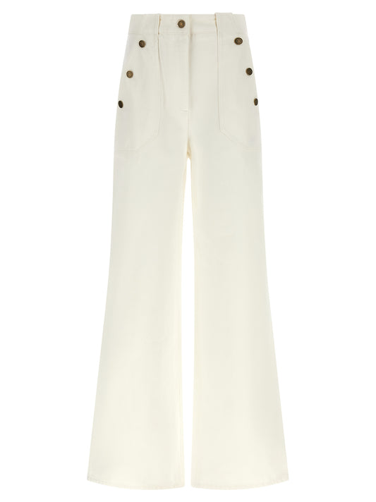 White Cotton Flared Pants