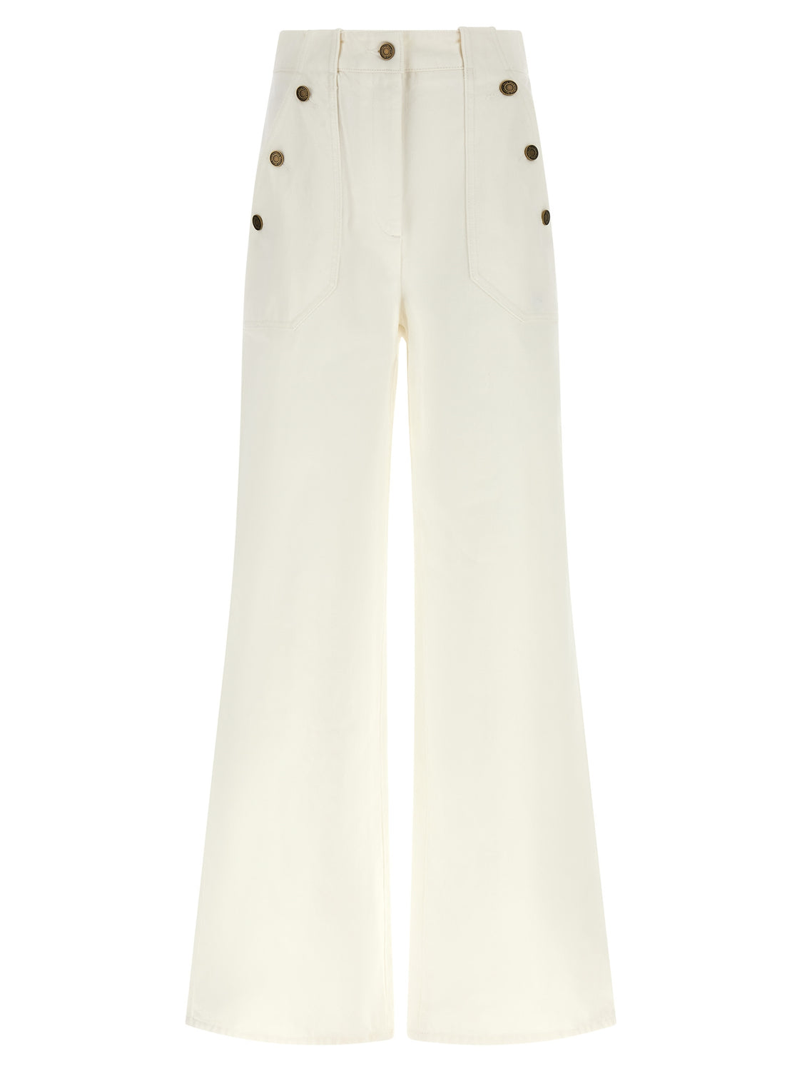 White Cotton Flared Pants