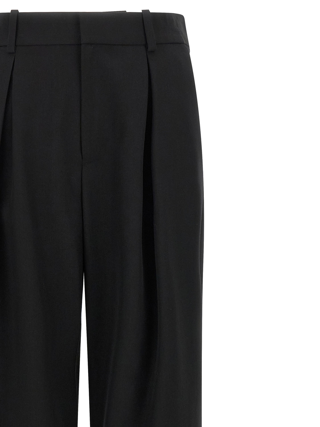Black Polyester Casual Pants