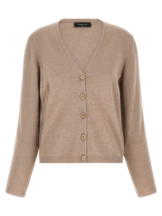 Beige Virgin Wool Cardigan
