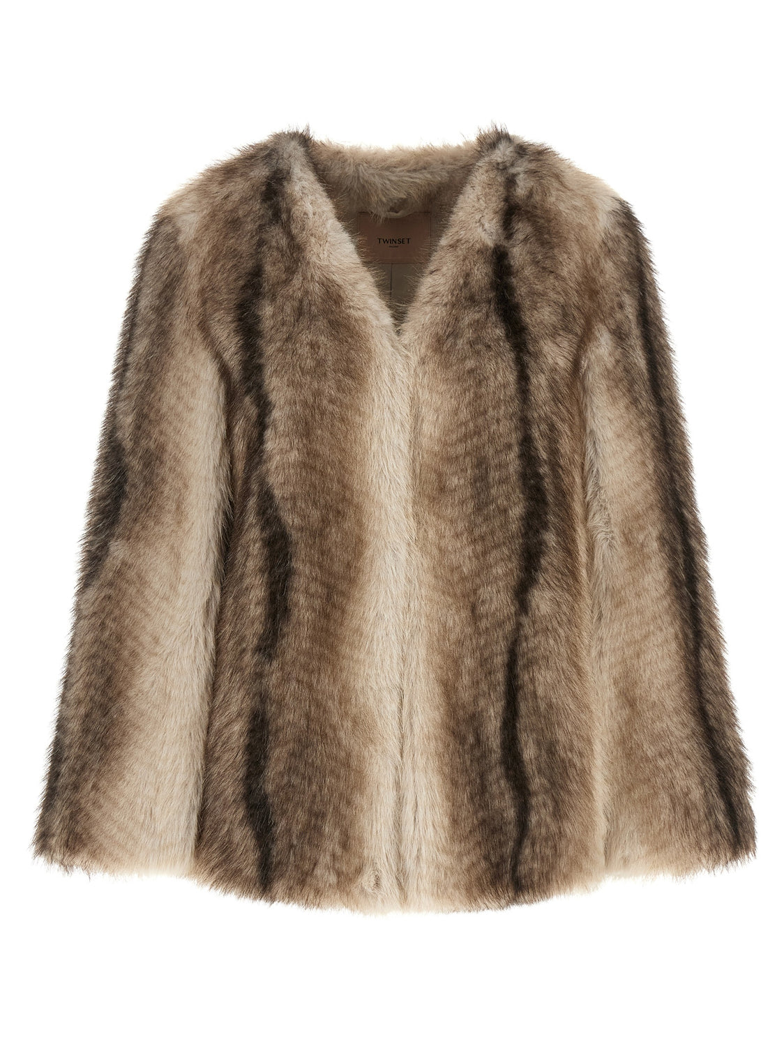 Brown Polyester Full-Length Jacket