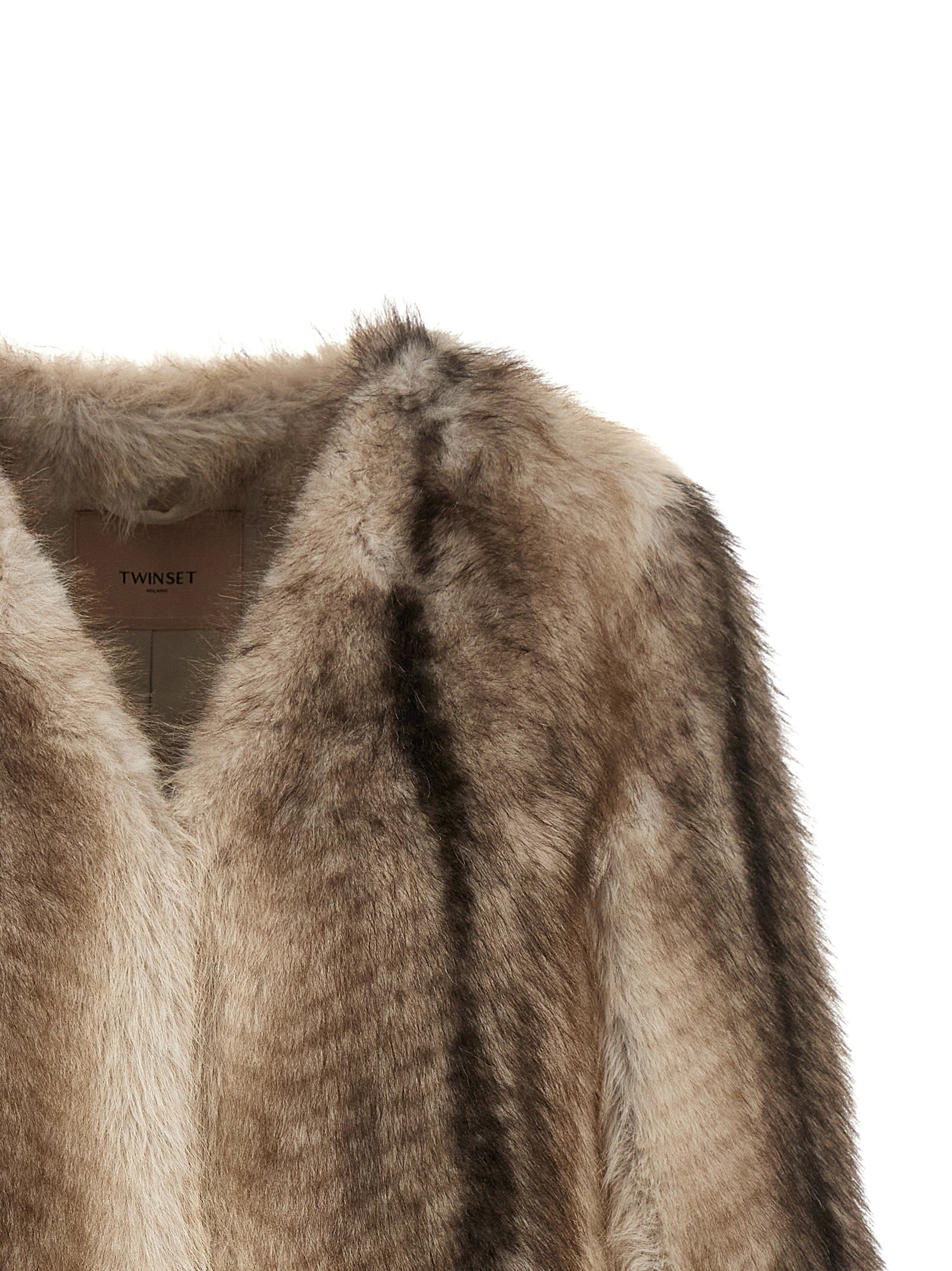 Brown Polyester Full-Length Jacket