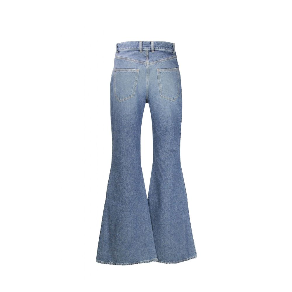 Blue Cotton Flared Jeans