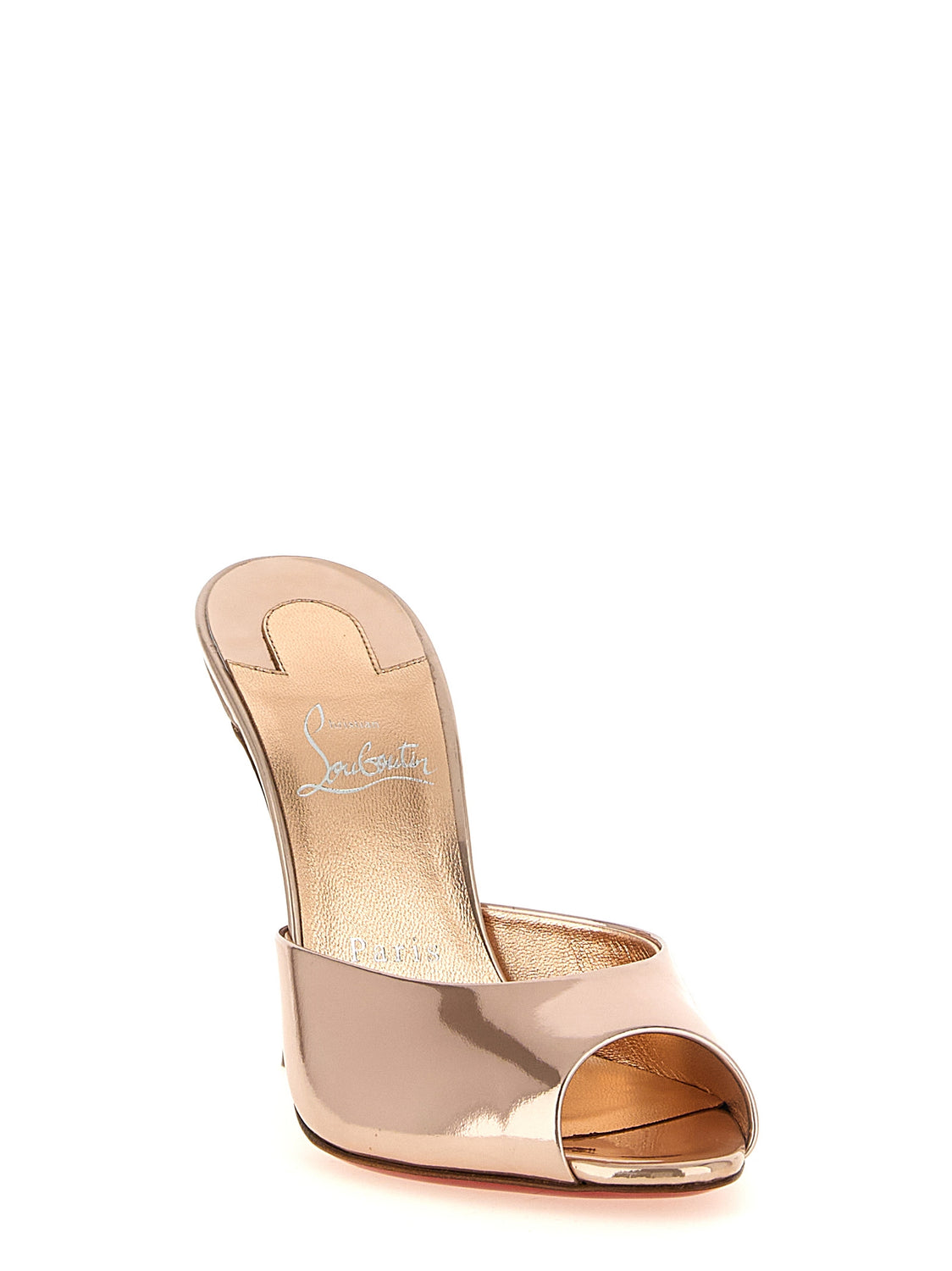 Gold Calfskin Stiletto Heel Sandals