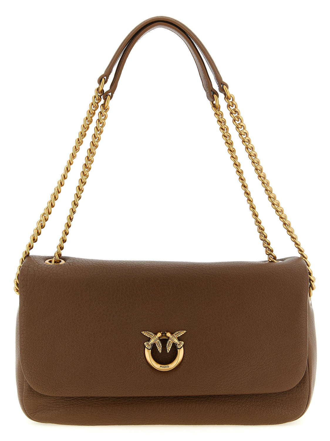 Brown Lamb Leather Shoulder Bag
