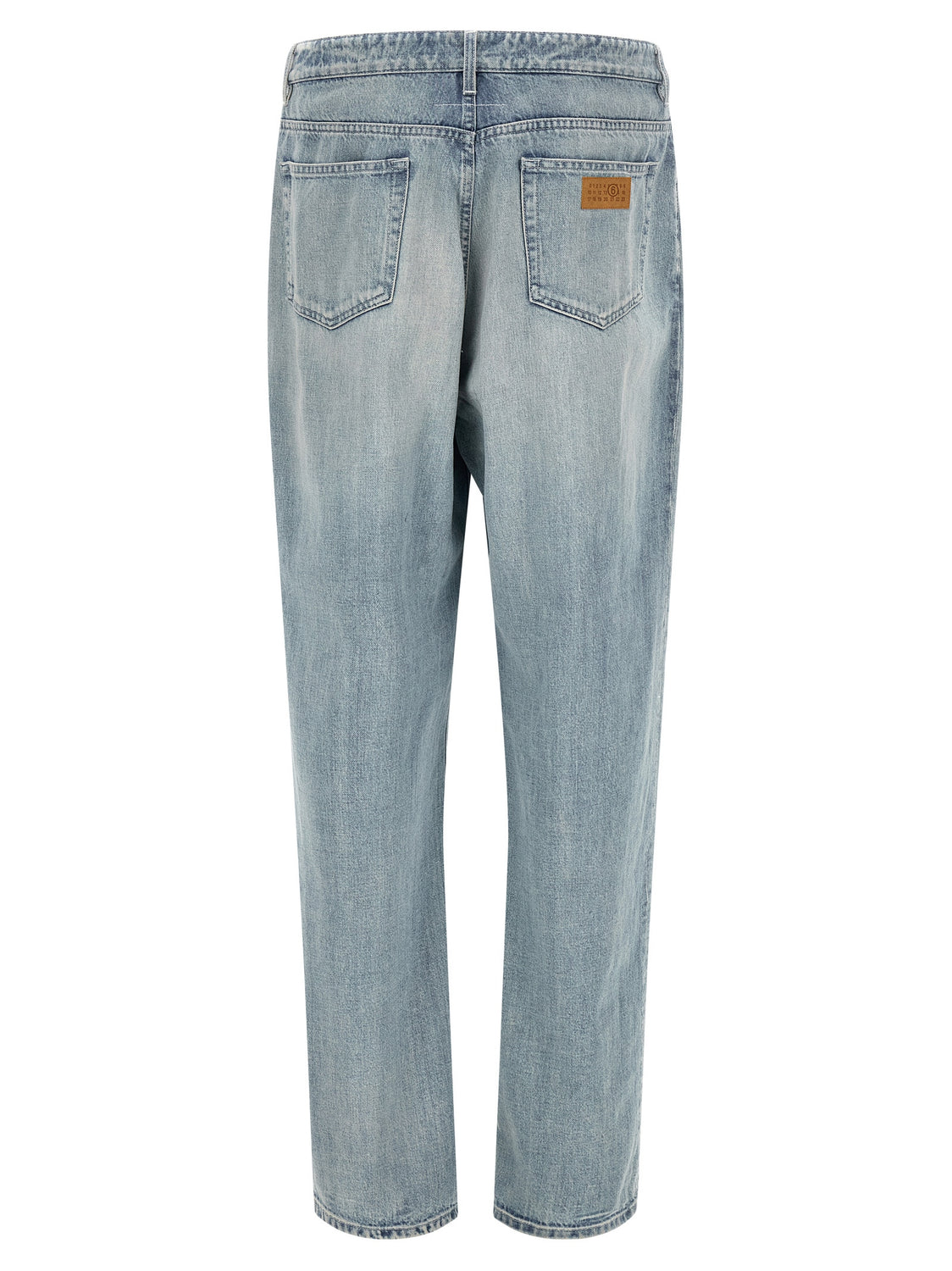 Blue Cotton Straight-Leg Jeans
