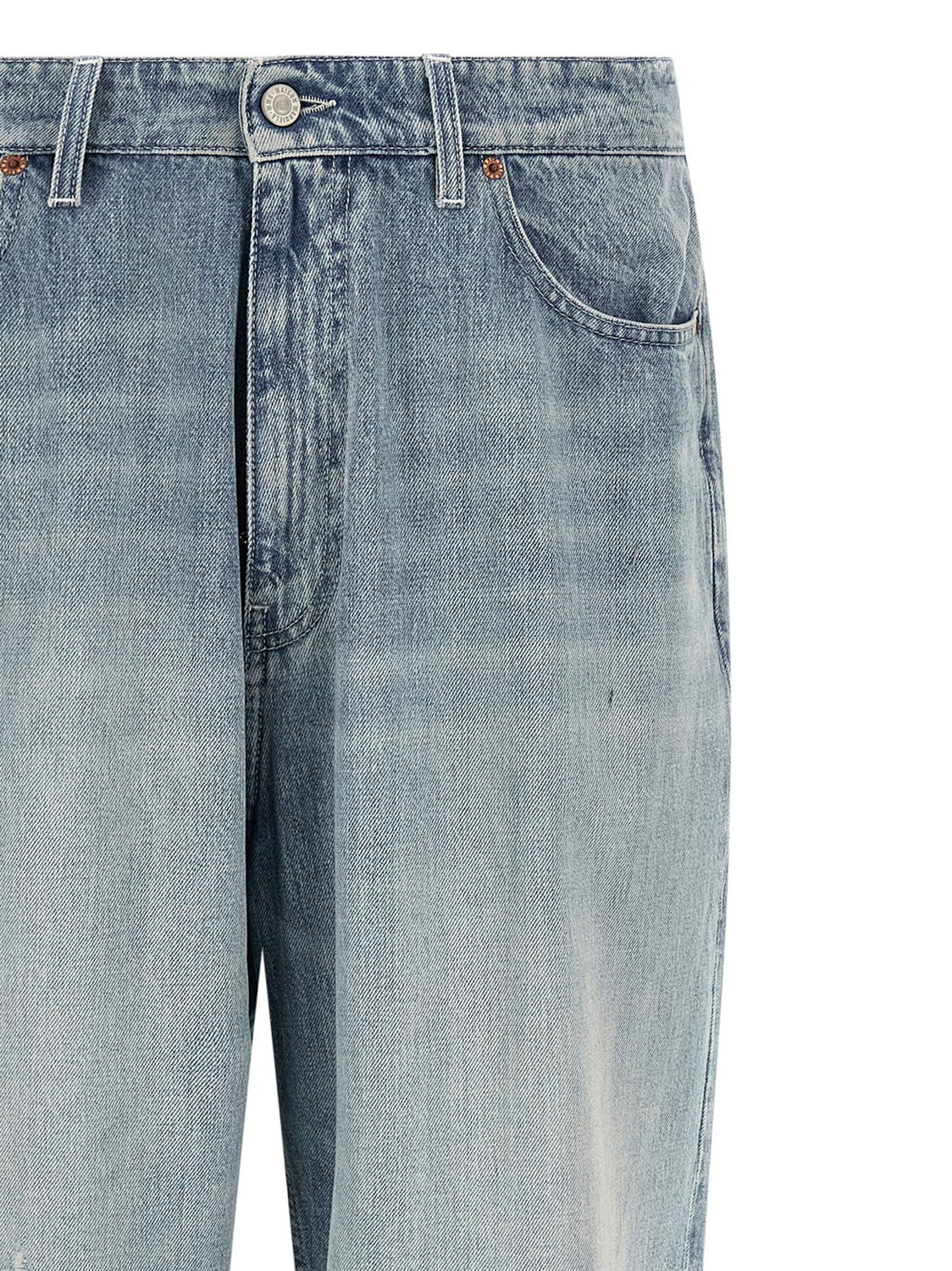 Blue Cotton Straight-Leg Jeans