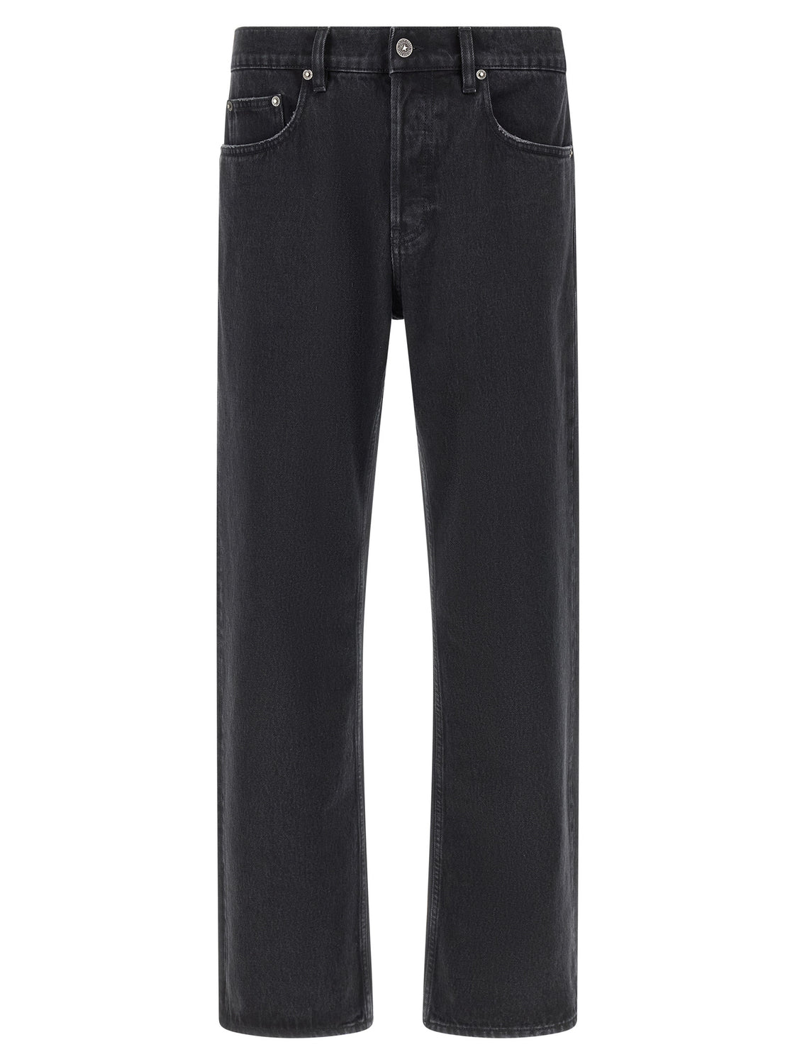 Black Cotton Straight-Leg Jeans