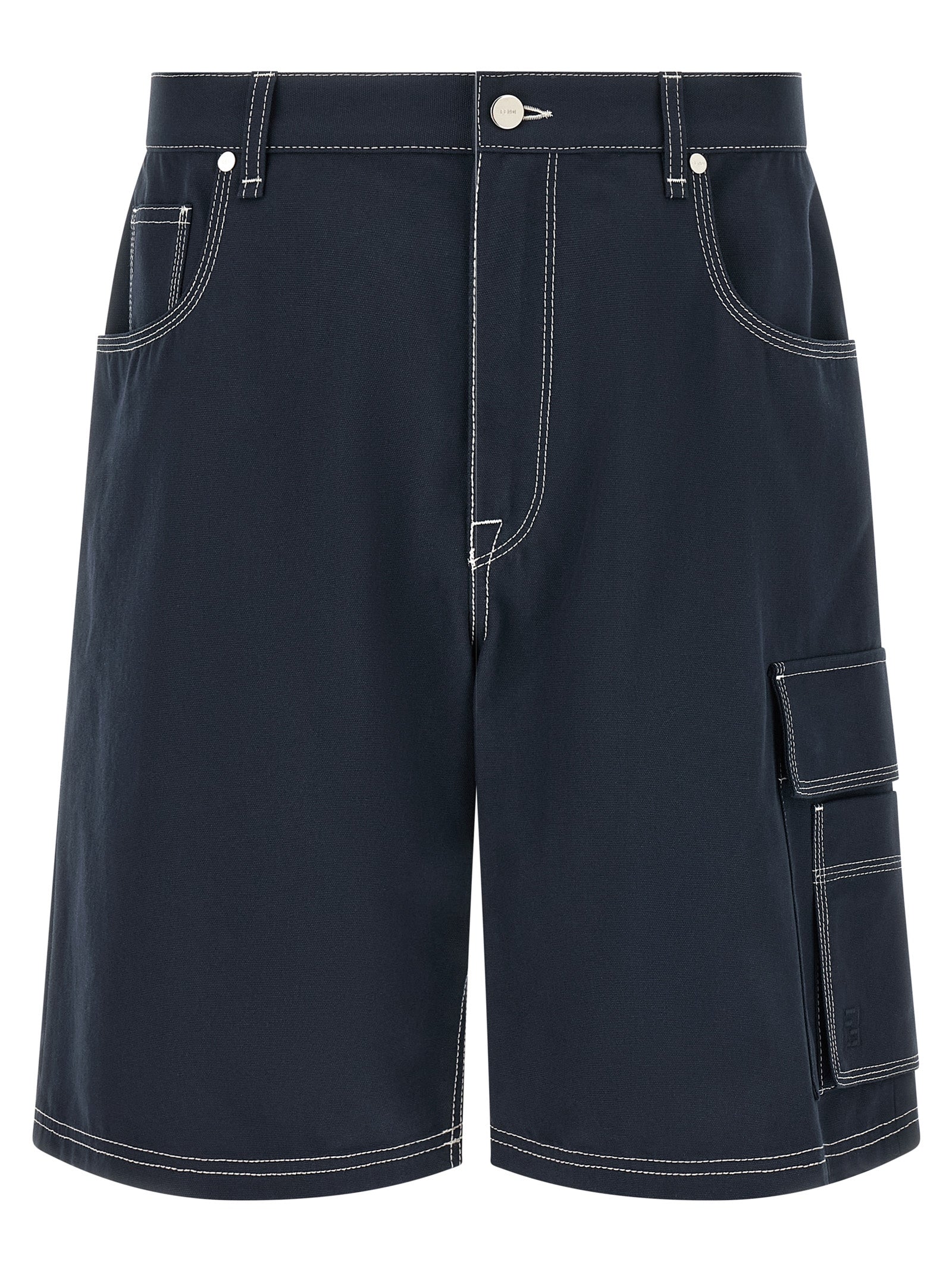 Blue Cotton Bermuda Shorts