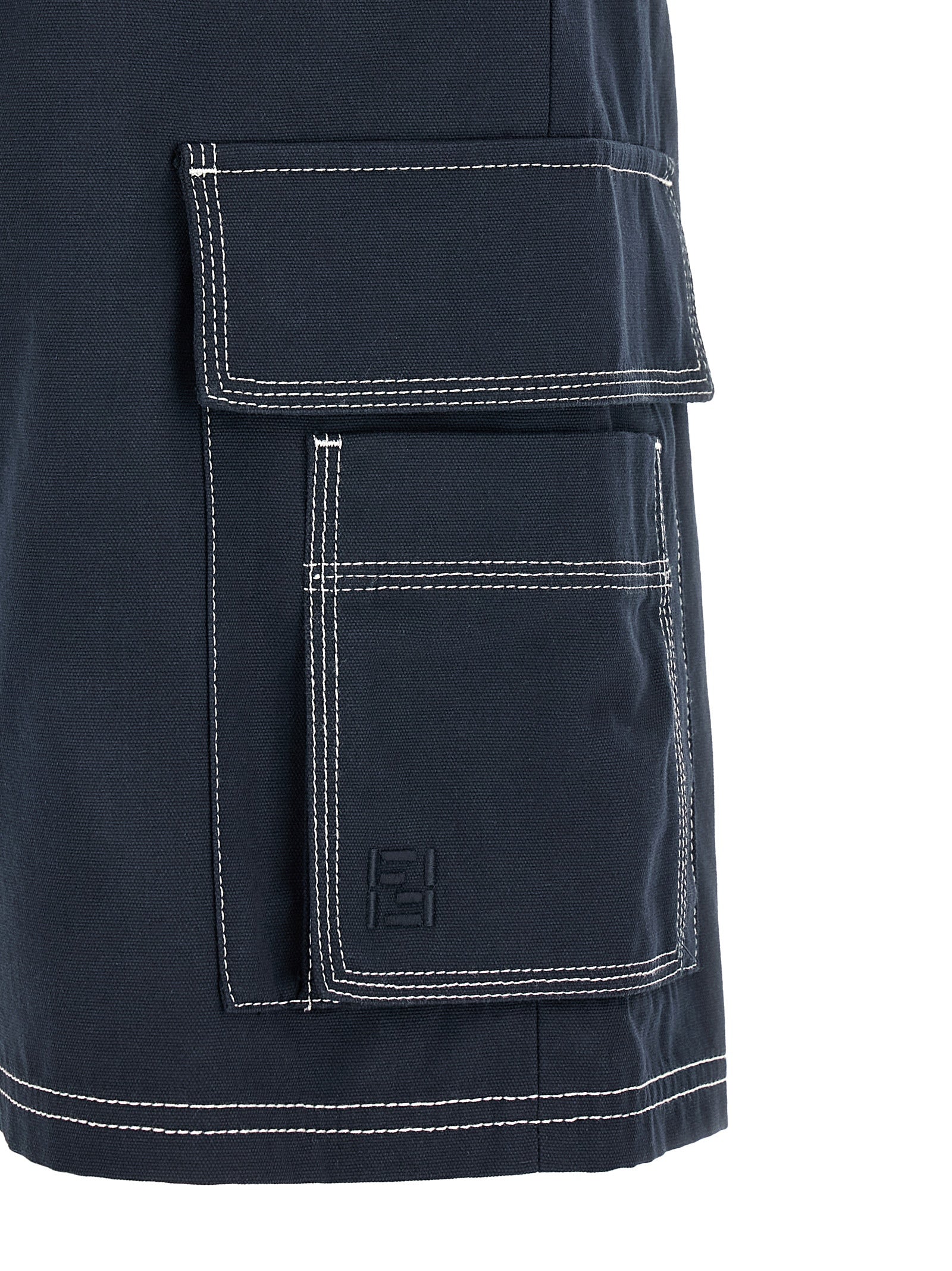 Blue Cotton Bermuda Shorts