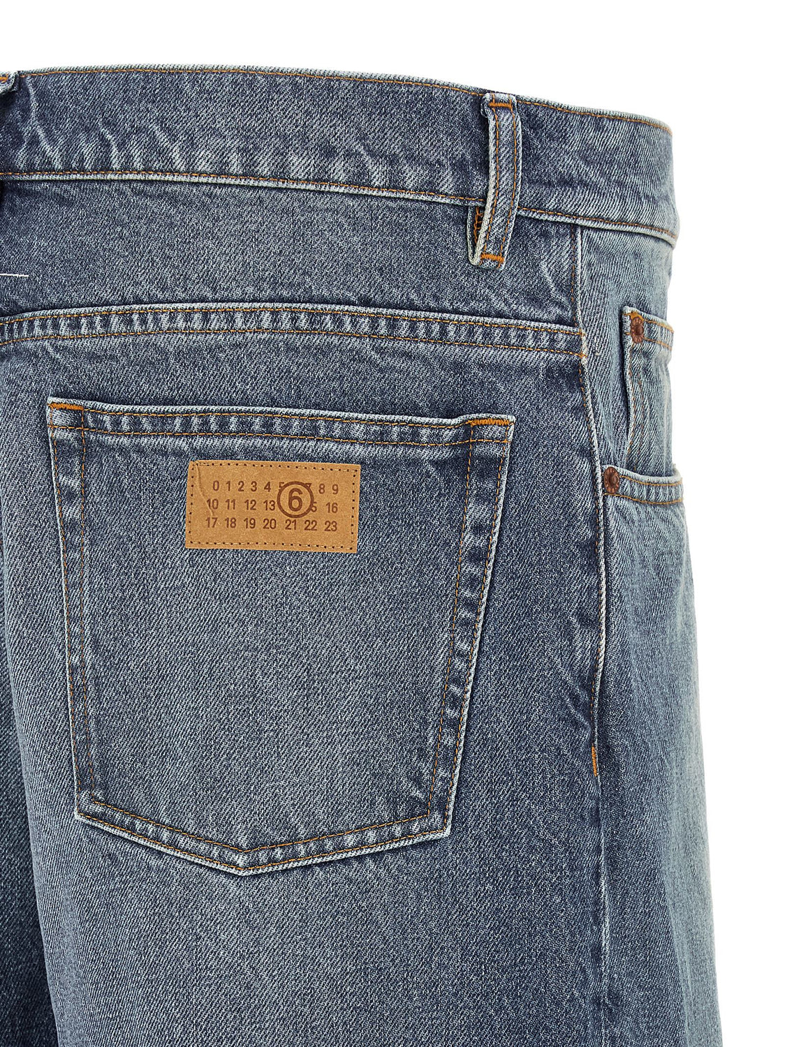 Blue Cotton Straight-Leg Jeans