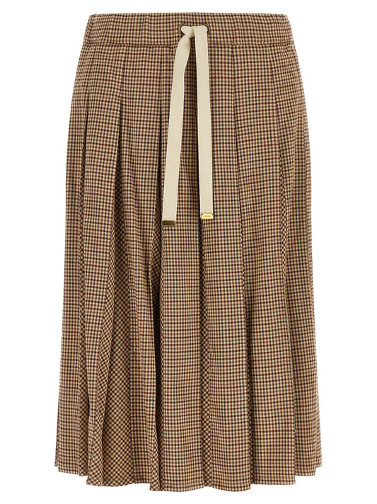 Beige Viscose Midi Skirt