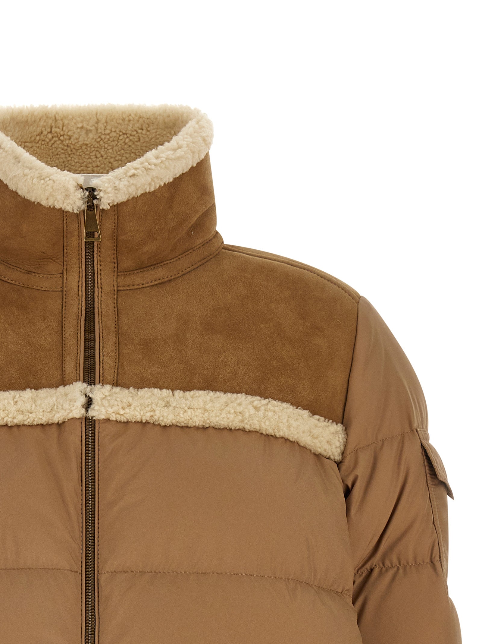 Beige Polyester Full-Length Jacket