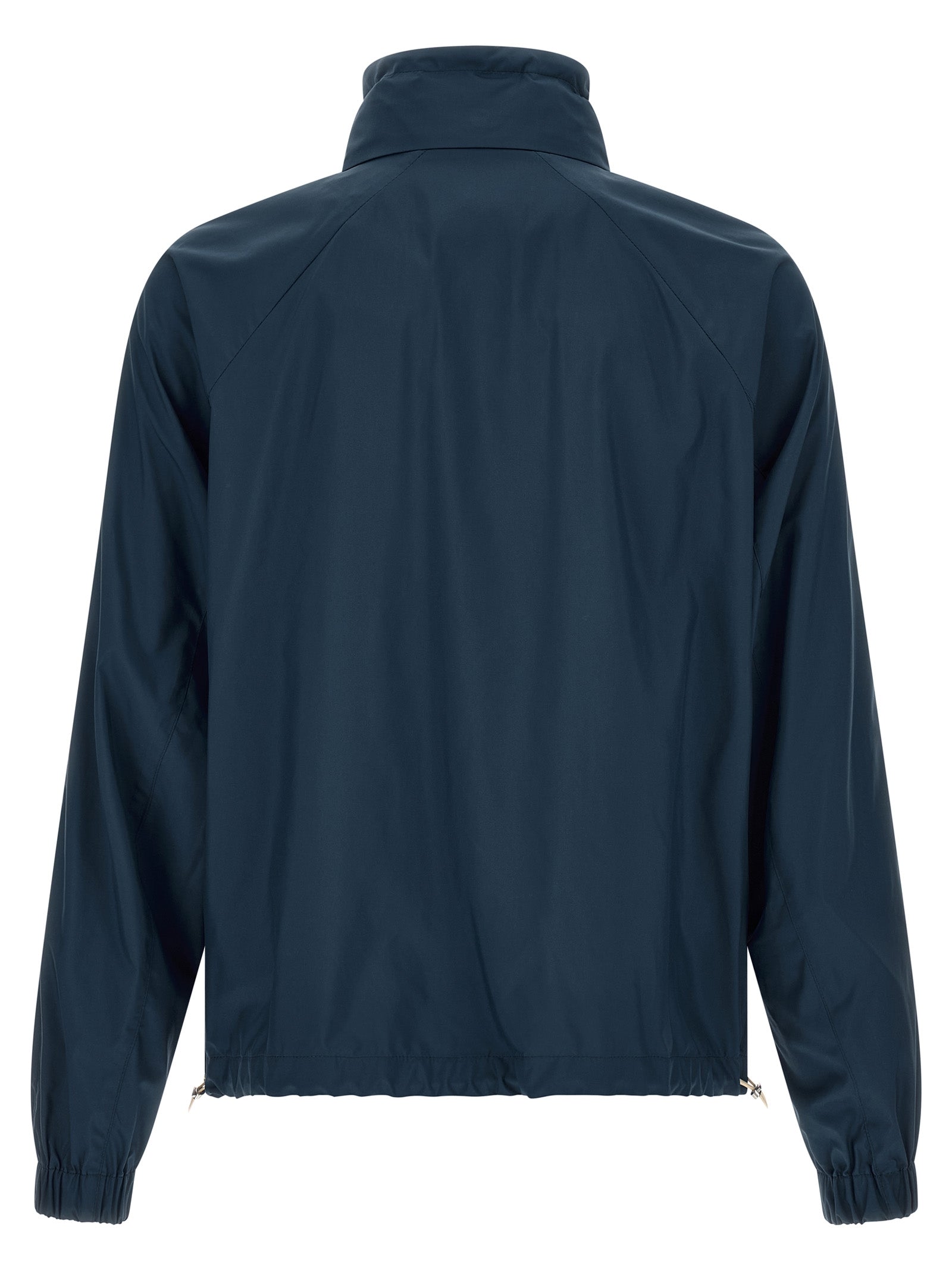 Blue Polyester Full-Length Jacket