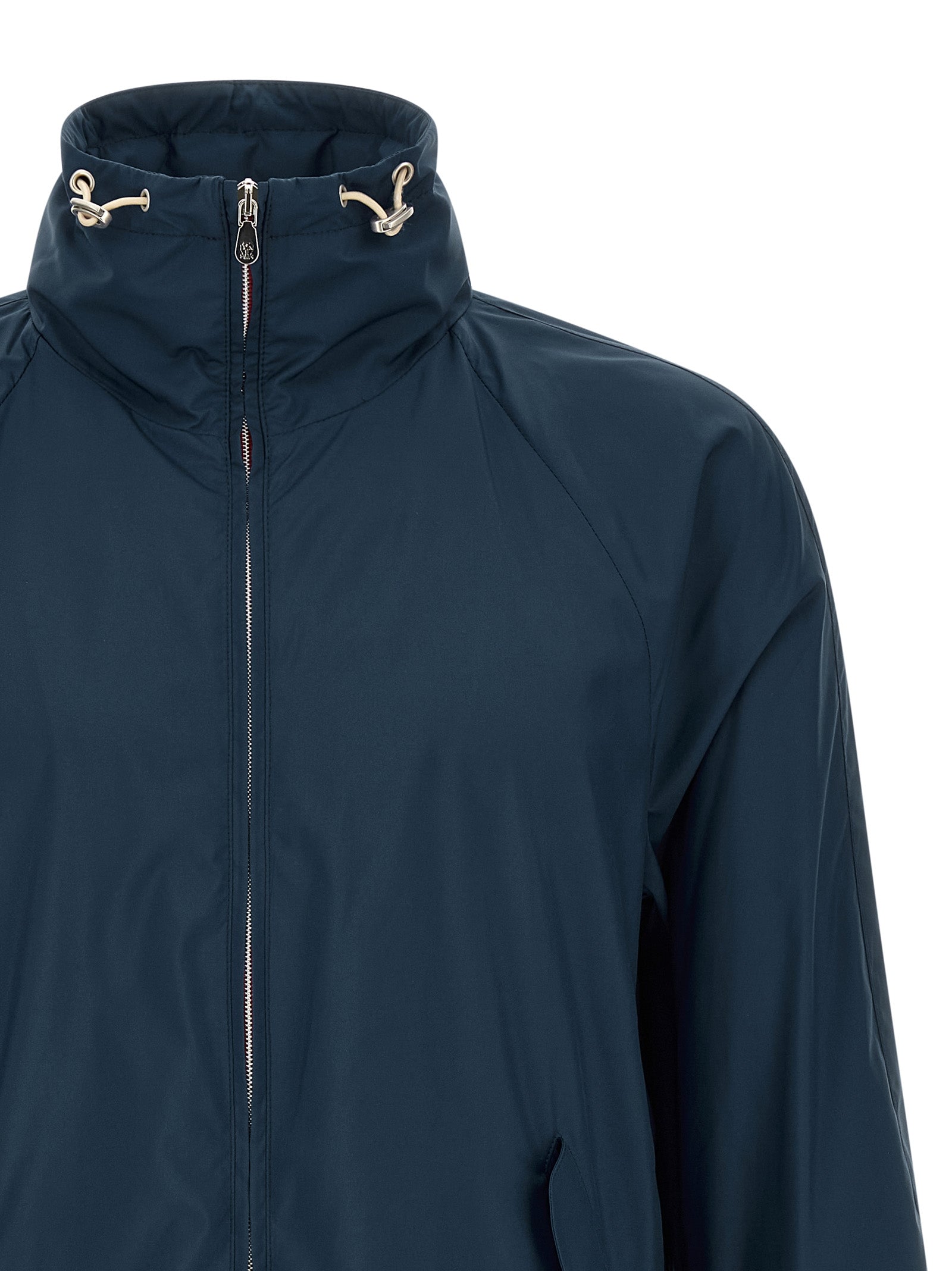 Blue Polyester Full-Length Jacket
