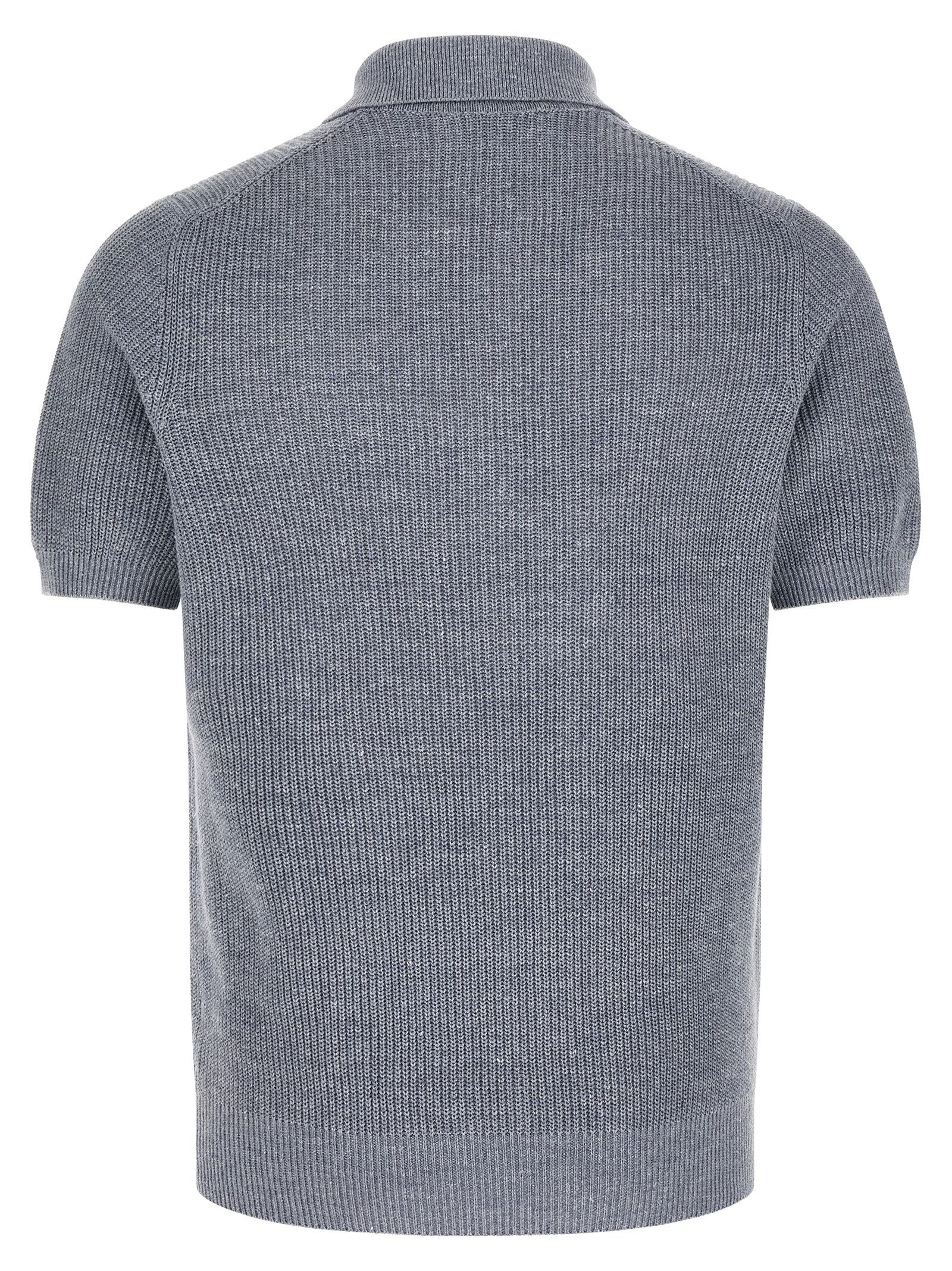 Blue Linen Polo Shirt