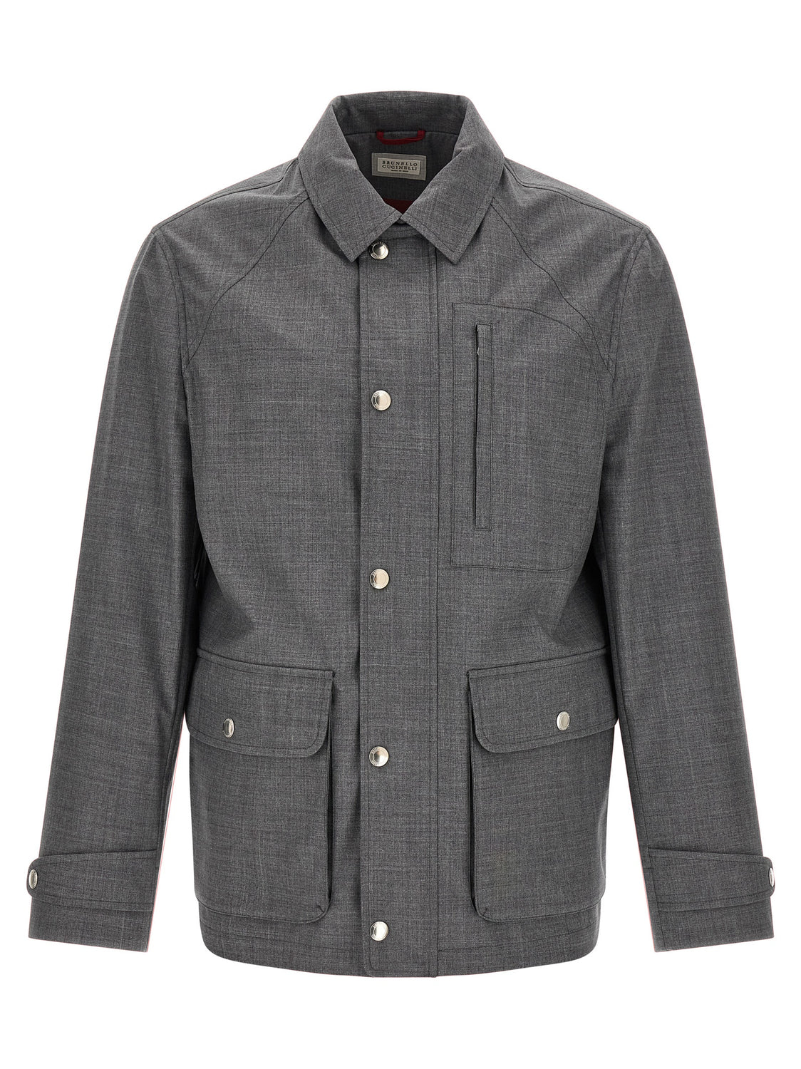 Gray Virgin Wool Full-Length Jacket