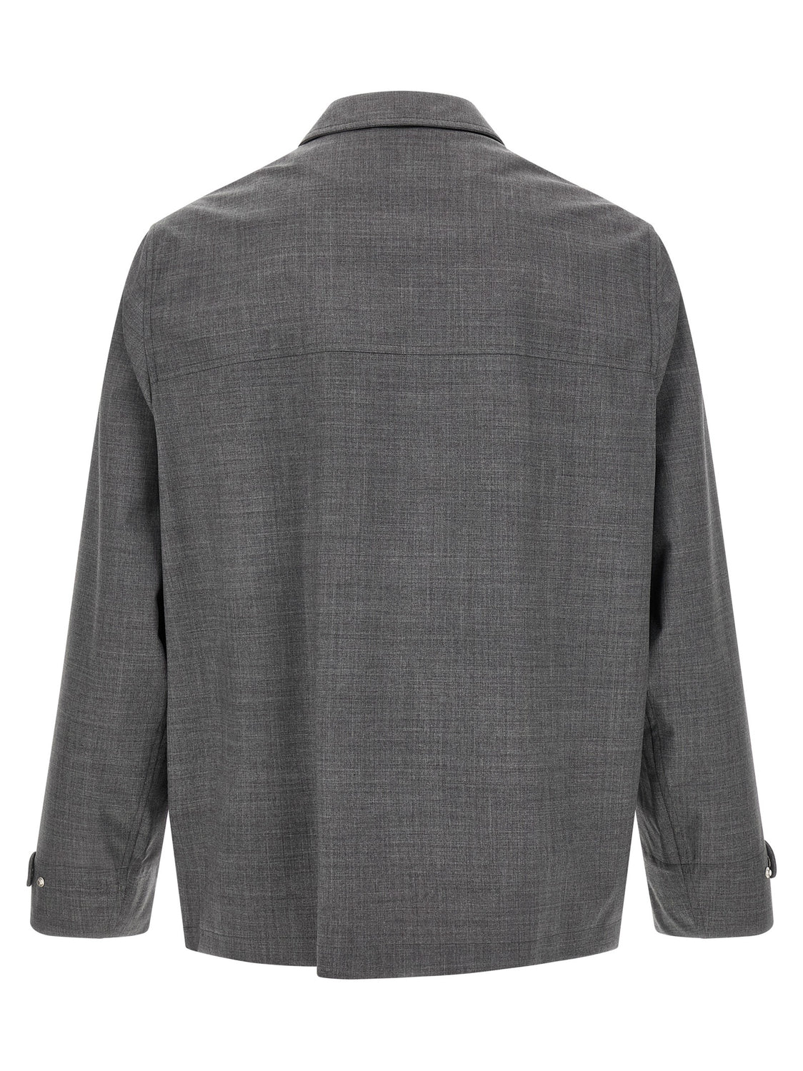 Gray Virgin Wool Full-Length Jacket