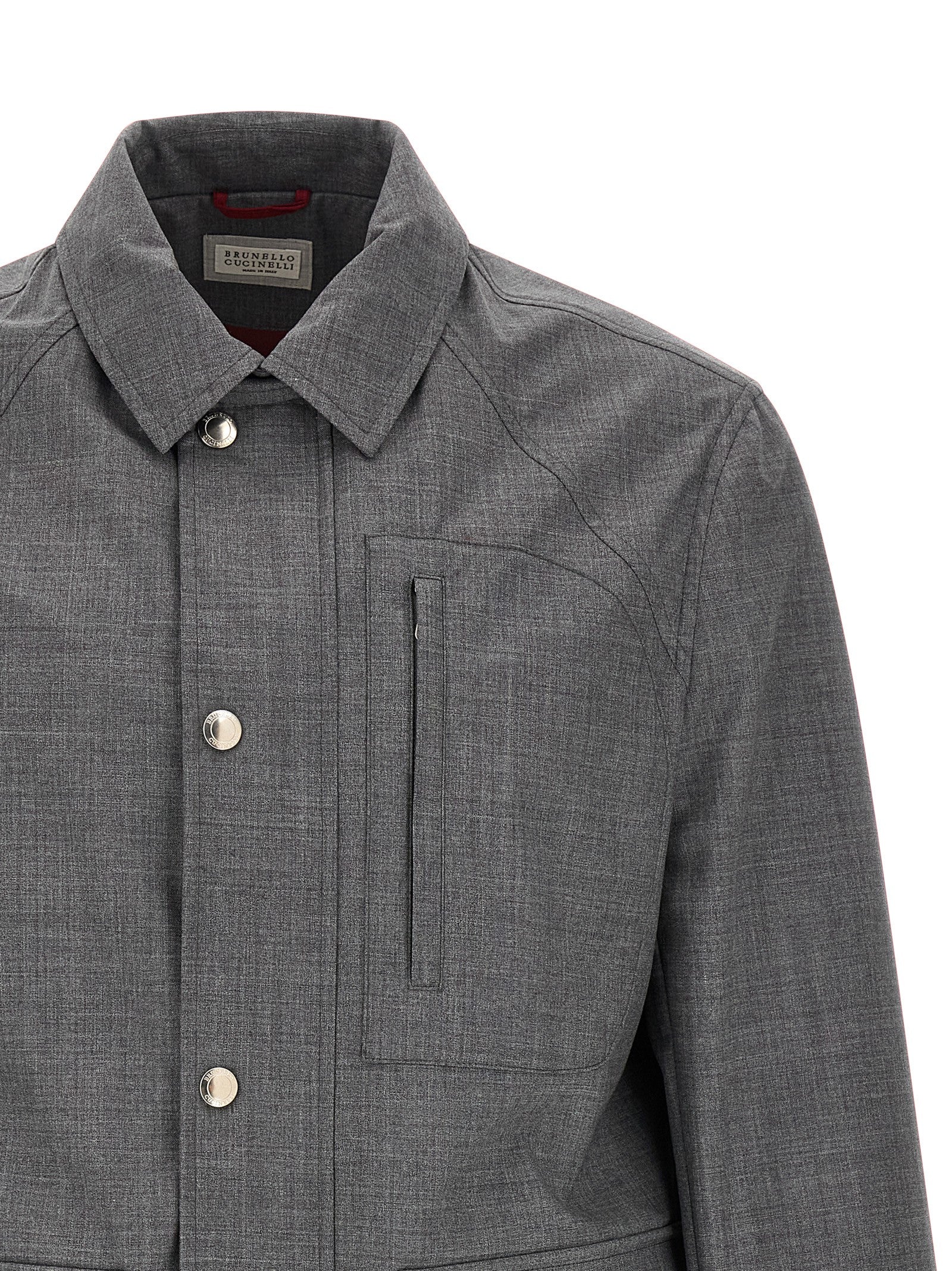 Gray Virgin Wool Full-Length Jacket