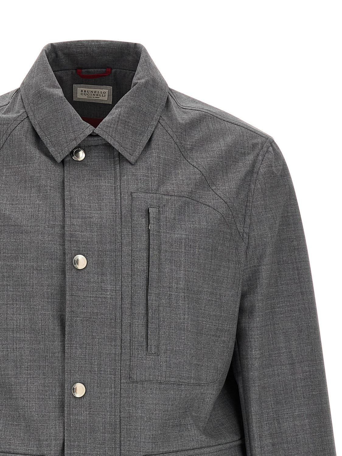Gray Virgin Wool Full-Length Jacket