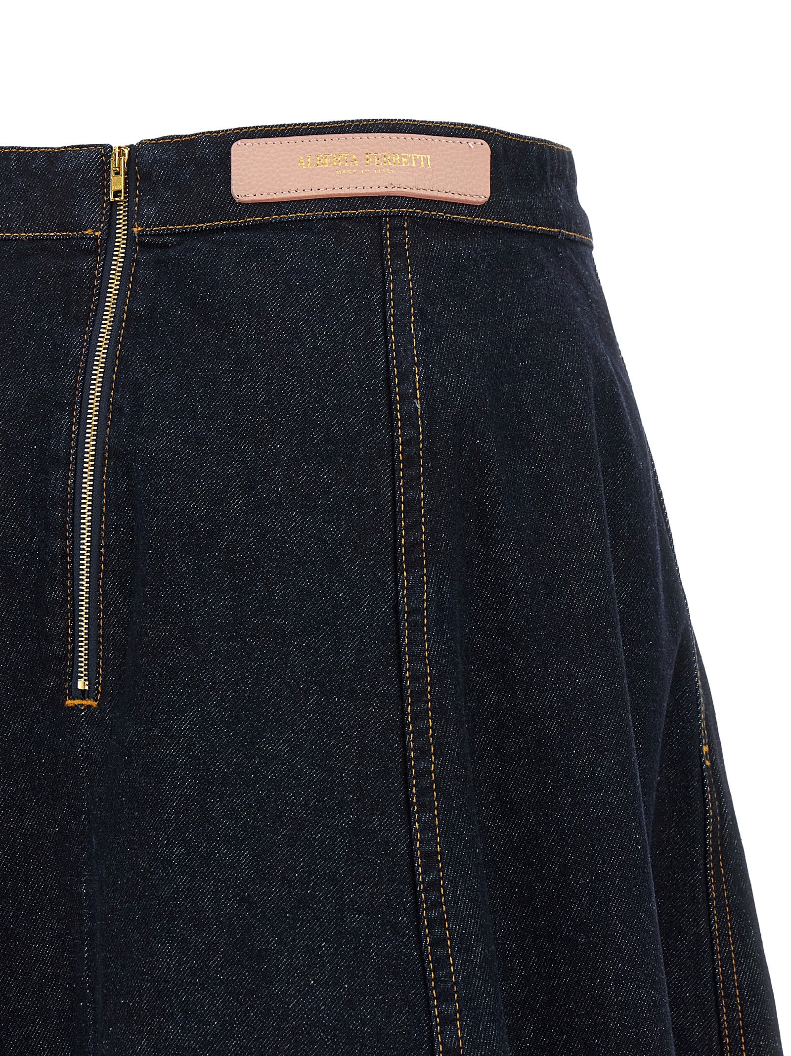 Blue Cotton Mini Skirt