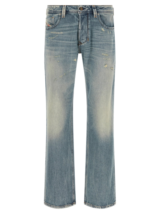 Blue Cotton Straight-Leg Jeans