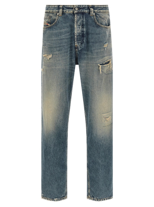 Blue Cotton Tapered Jeans