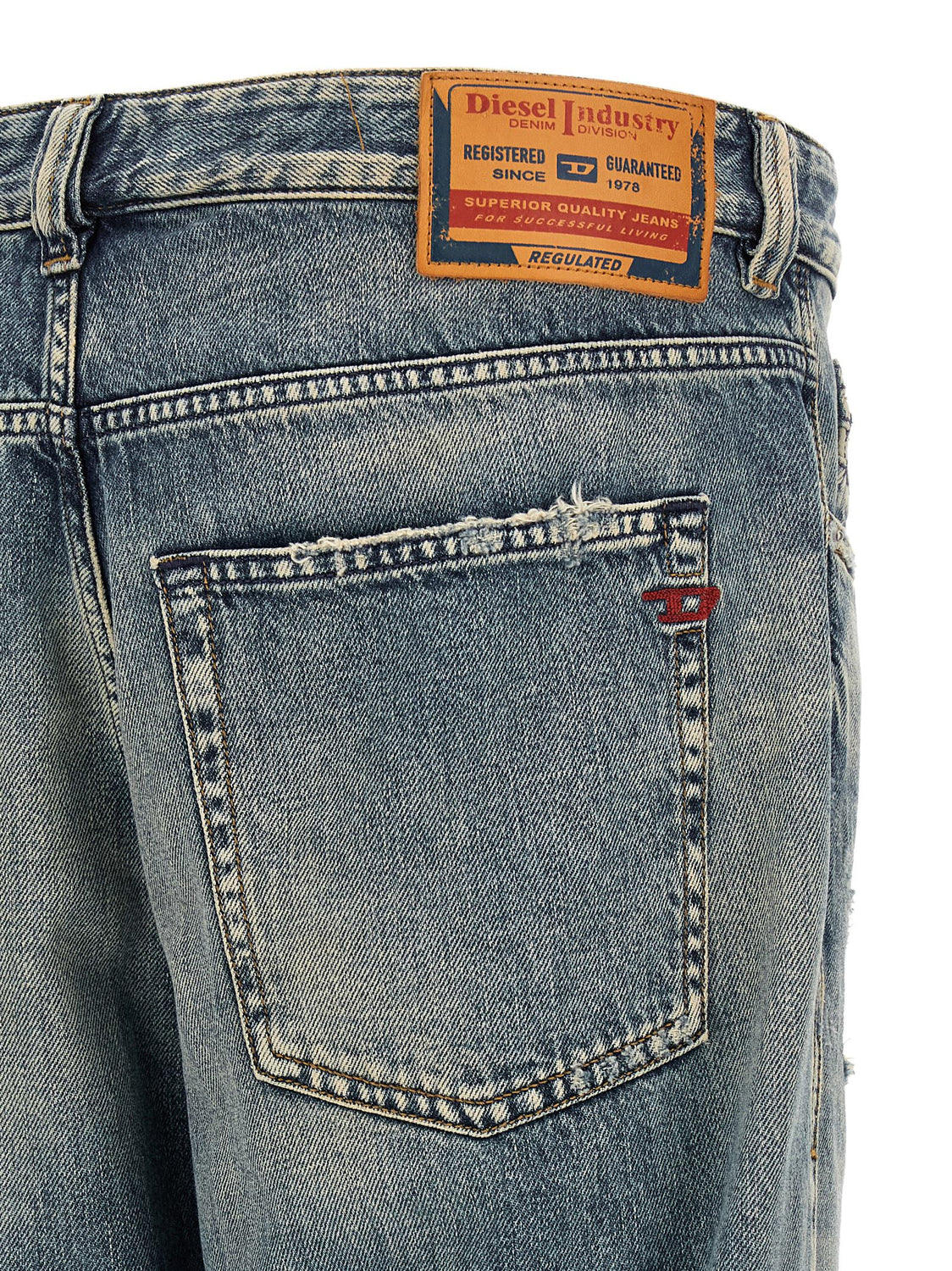 Blue Cotton Tapered Jeans