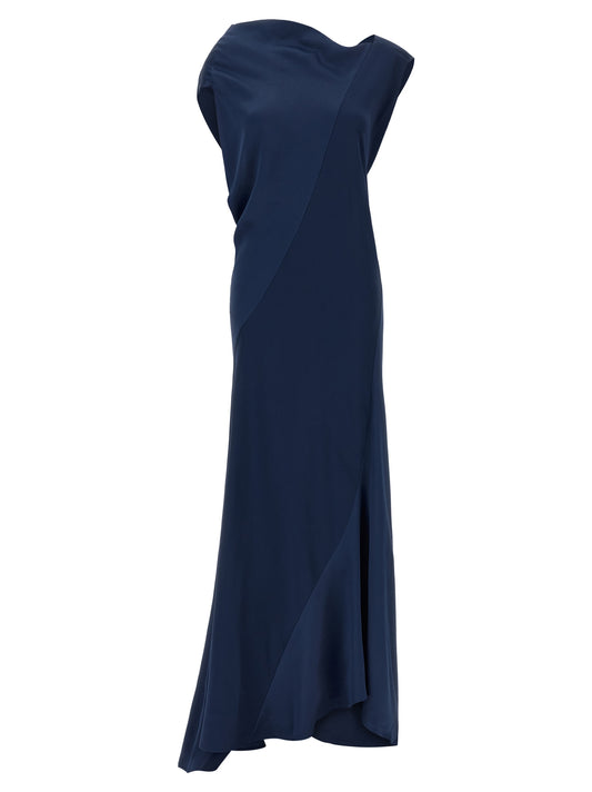 Blue Viscose Long Dress