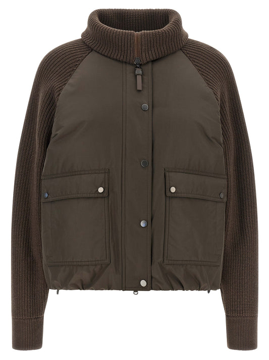 Brown Cotton Full-Length Jacket