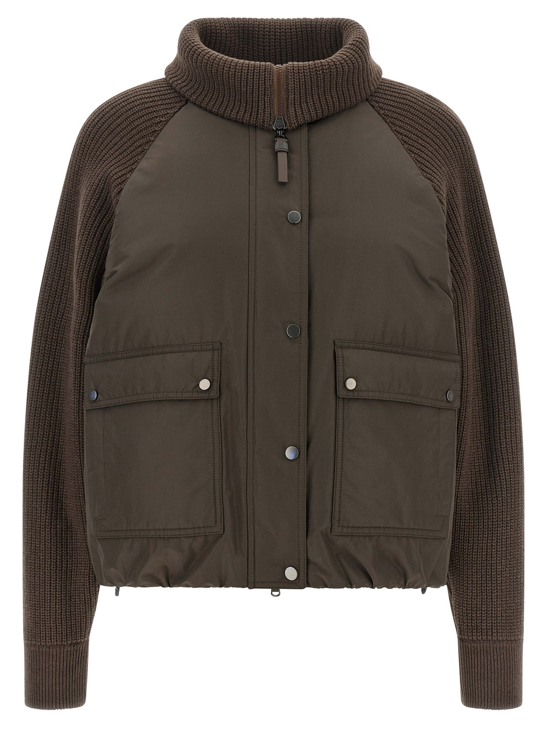 Brown Cotton Full-Length Jacket