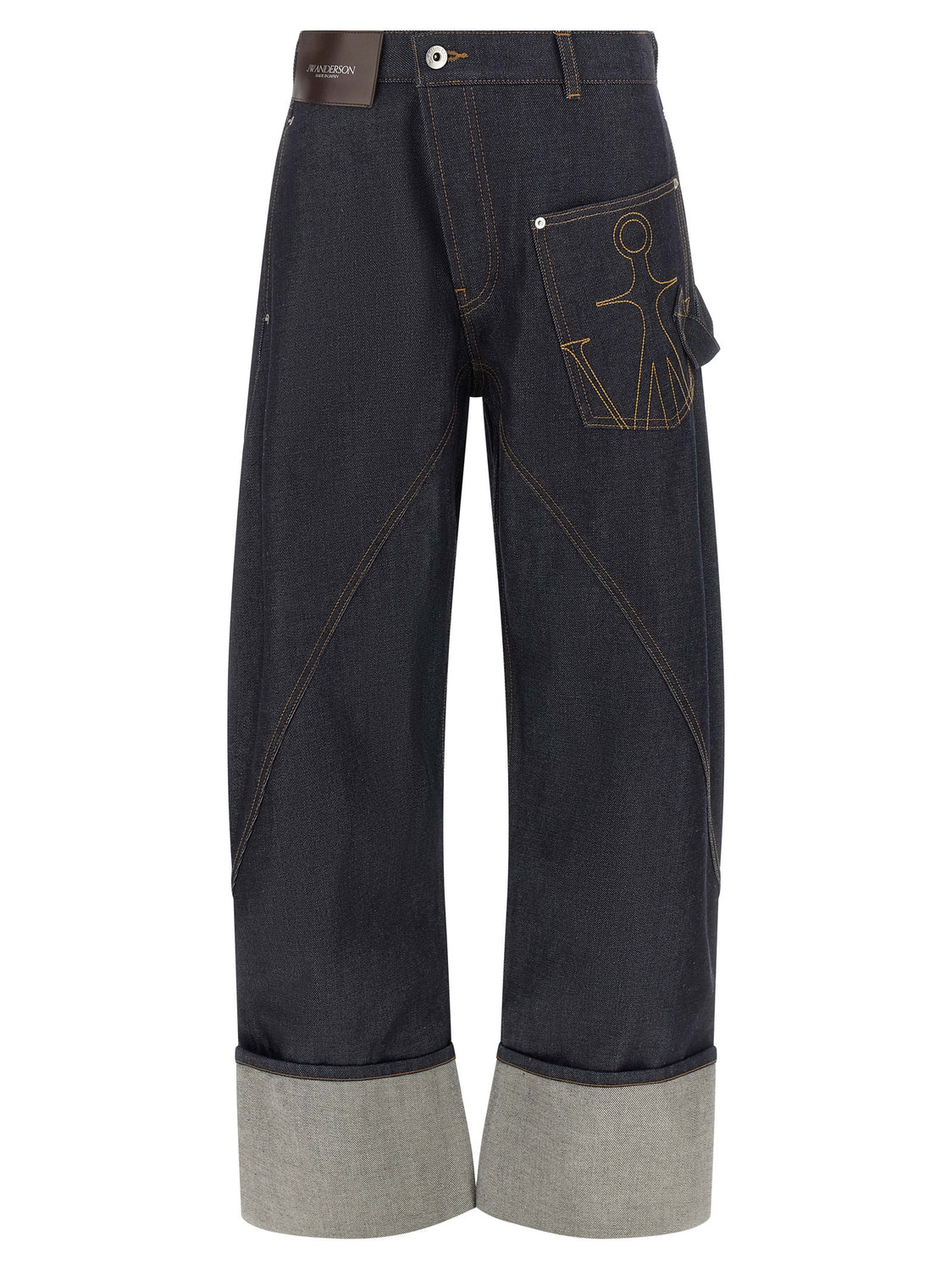 Blue Cotton Straight-Leg Jeans