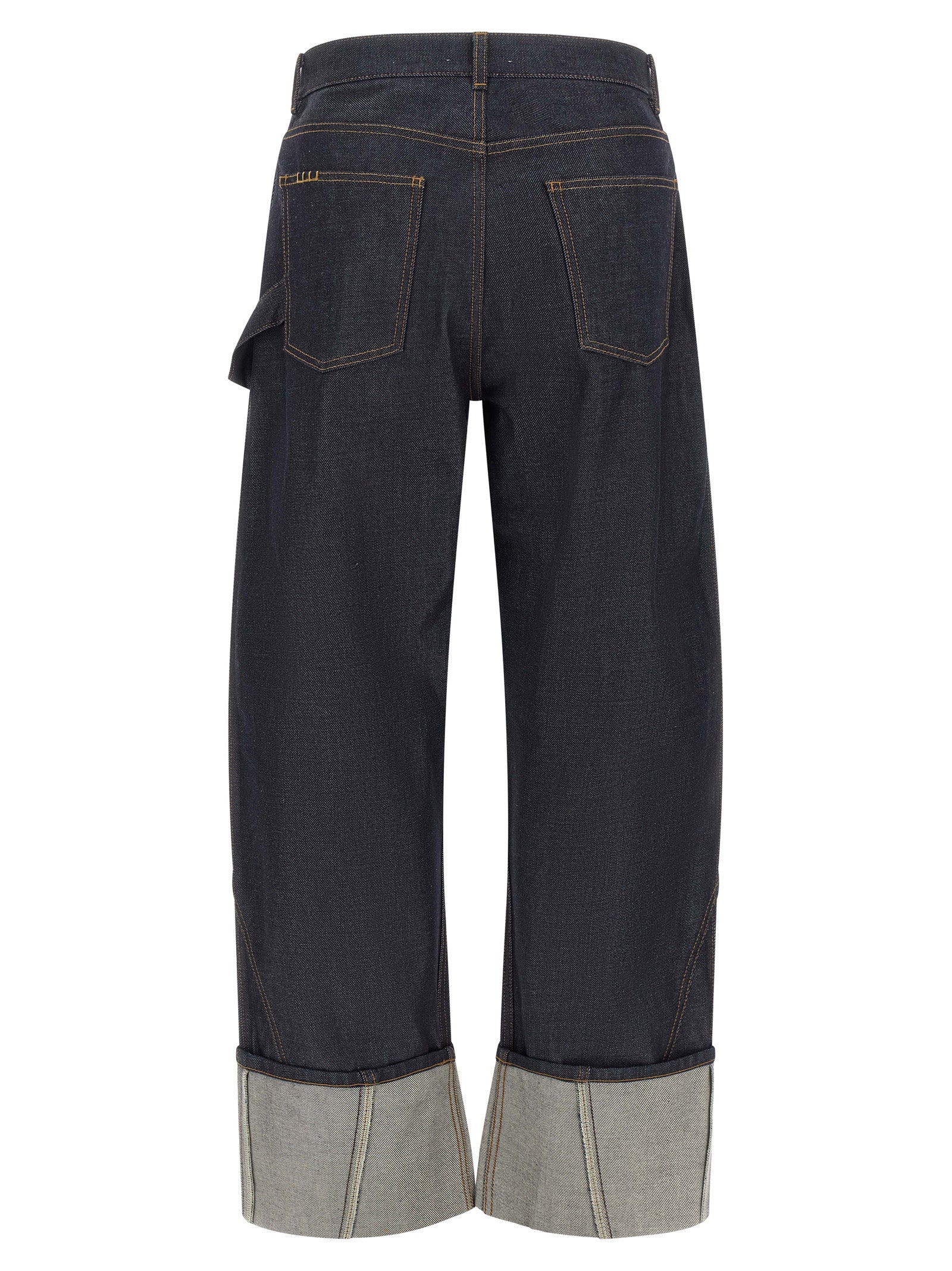 Blue Cotton Straight-Leg Jeans