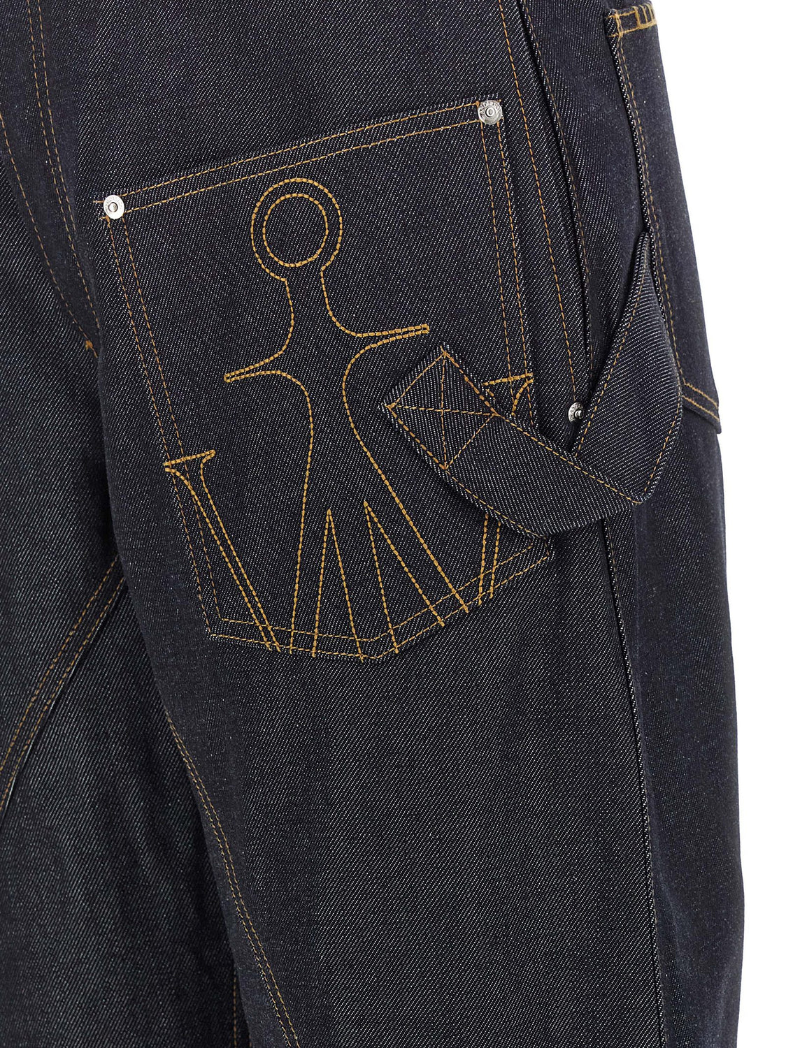 Blue Cotton Straight-Leg Jeans