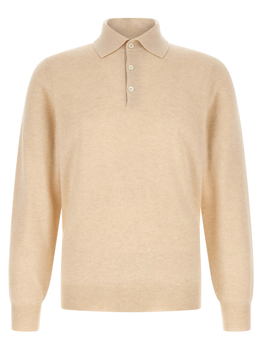 Beige Cashmere Polo Shirt