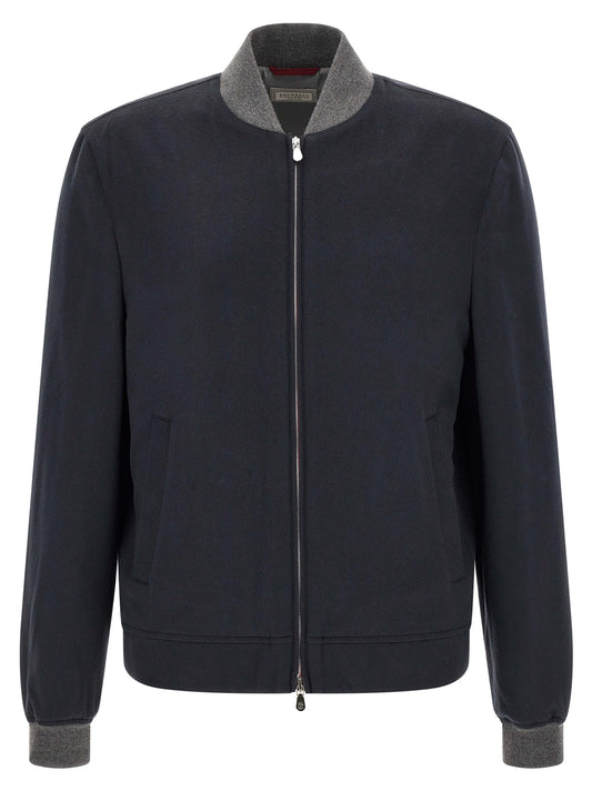 Blue Cashmere Bomber