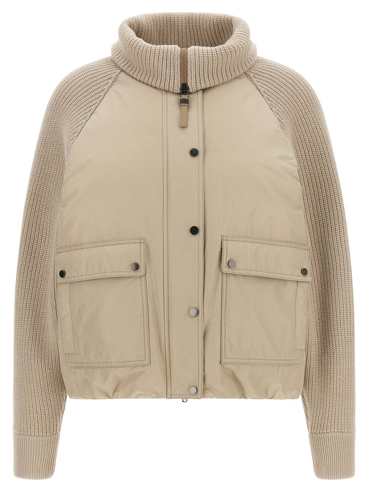 Beige Cotton Full-Length Jacket