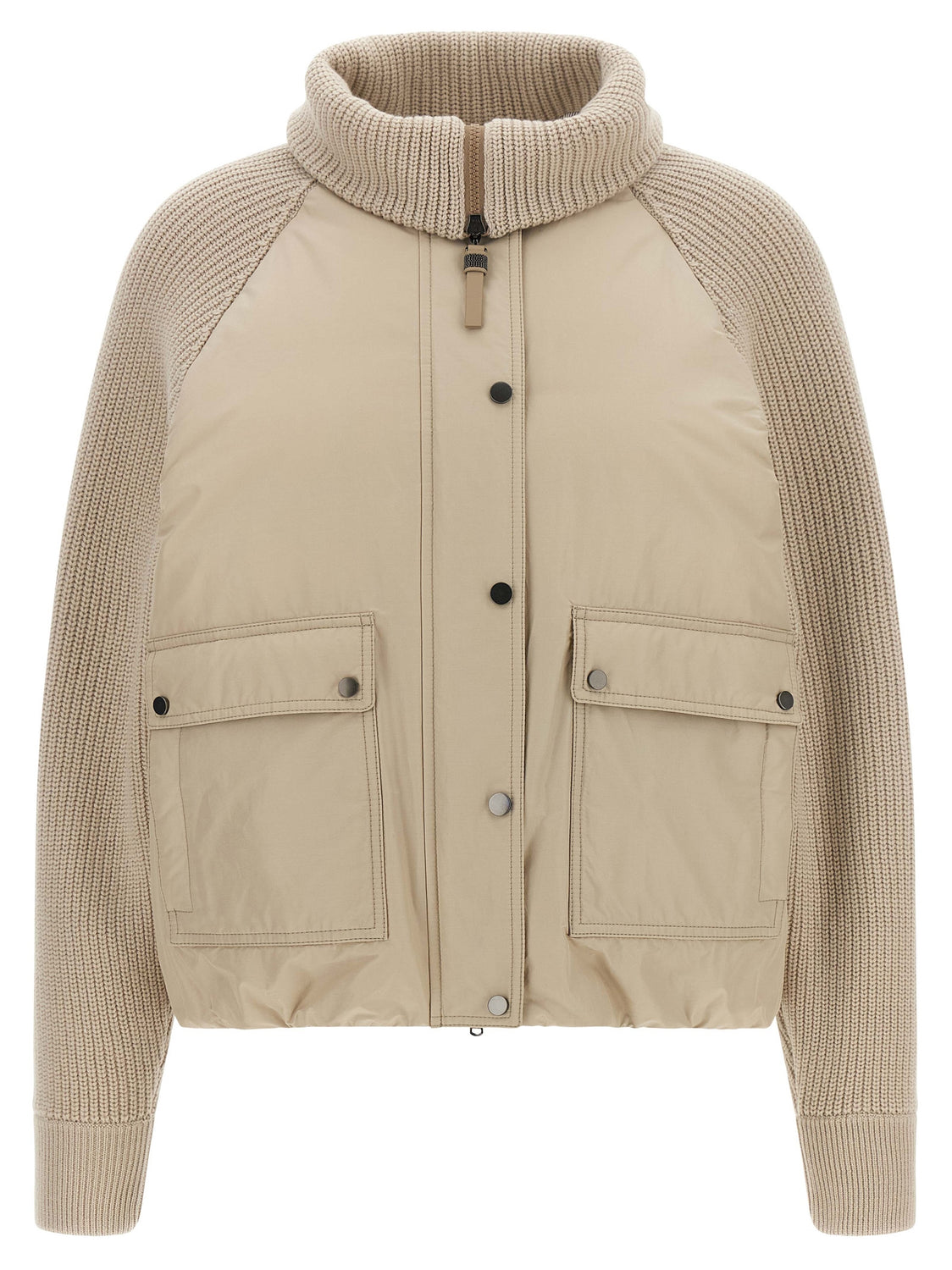 Beige Cotton Full-Length Jacket