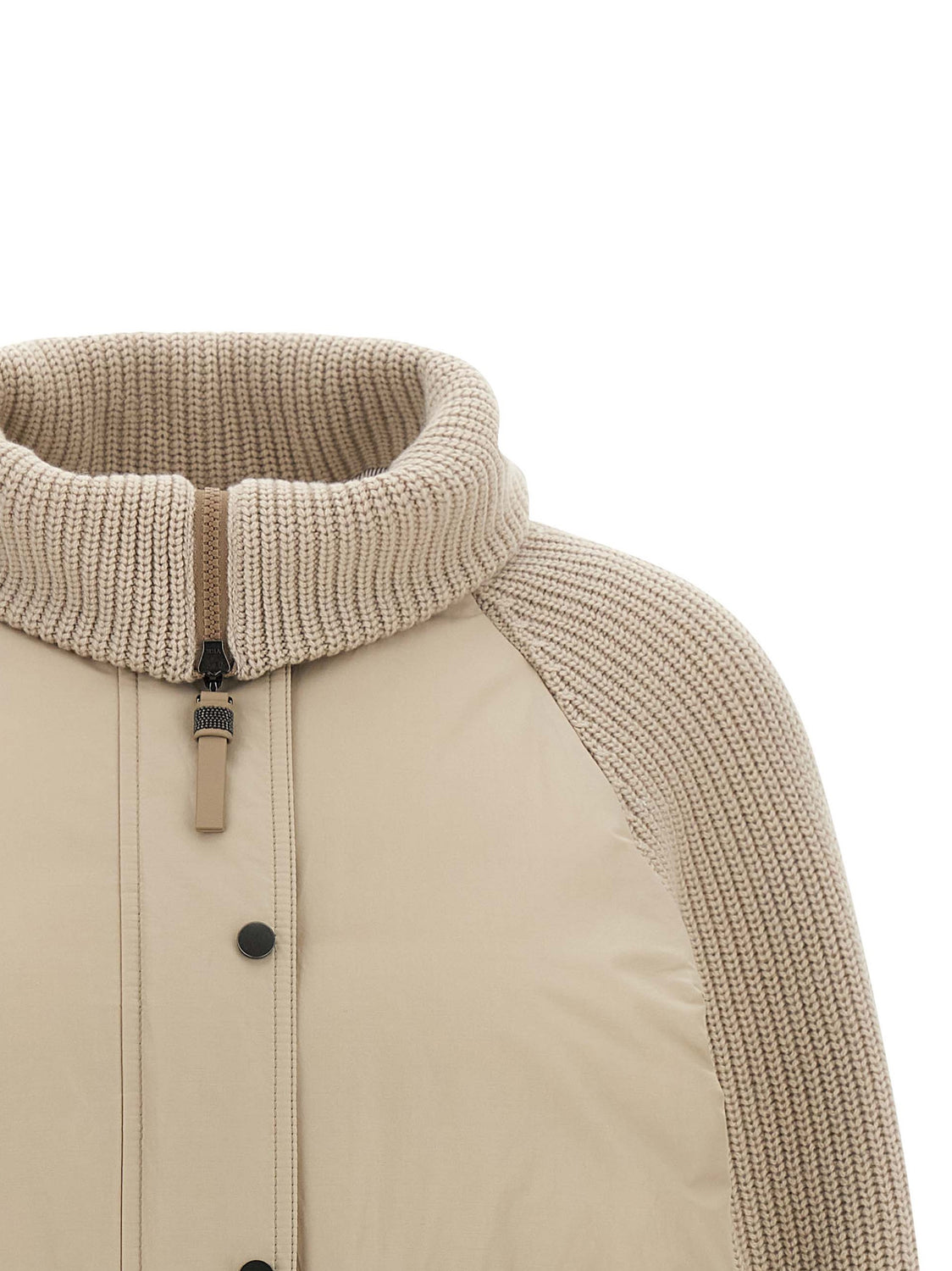 Beige Cotton Full-Length Jacket